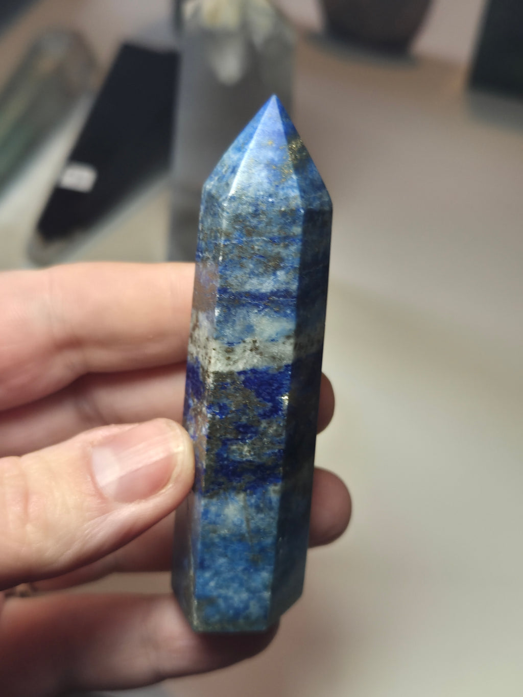 Lapis Lazuli crystal tower UV reactive