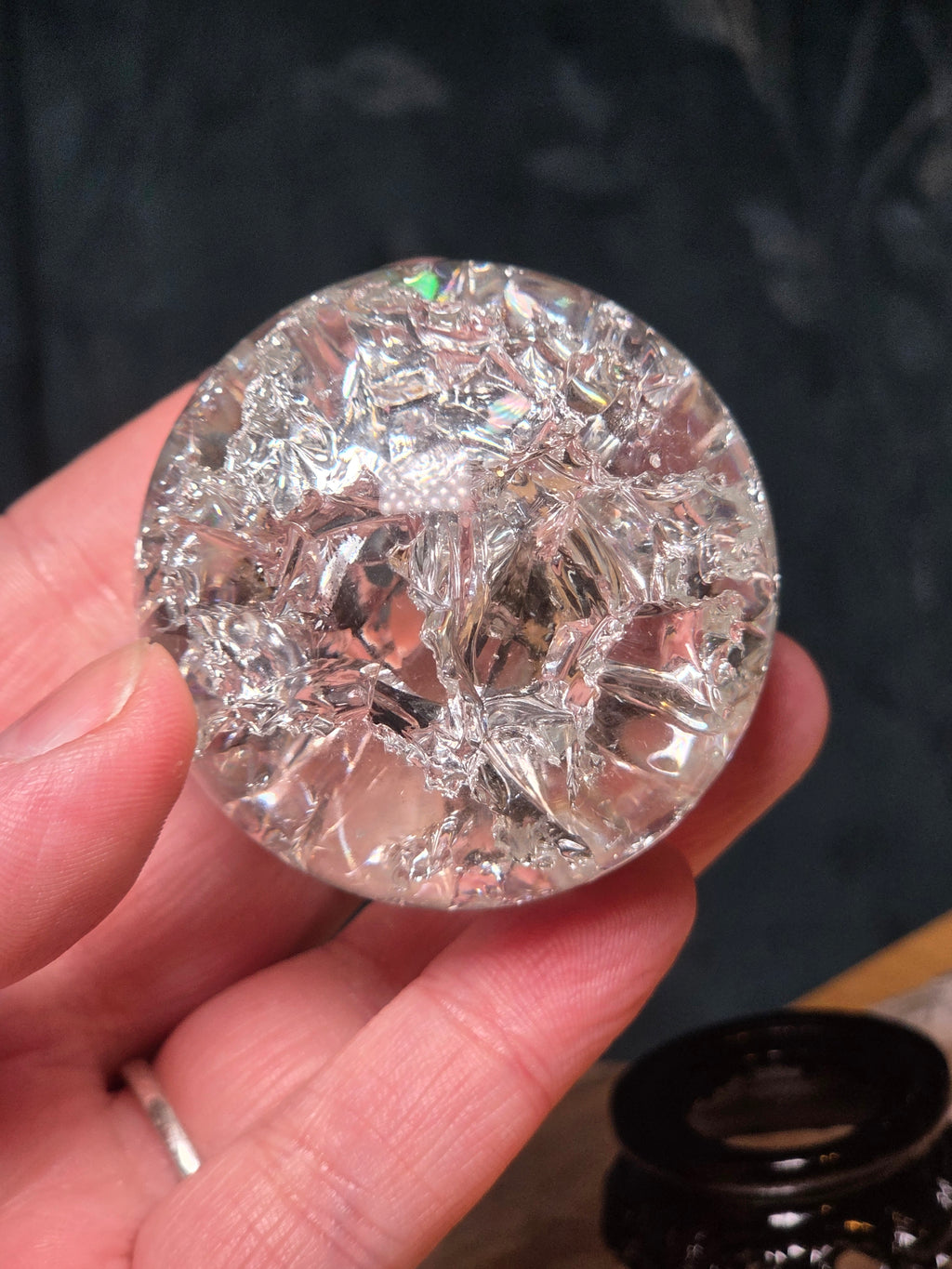 Crackle glass sphere