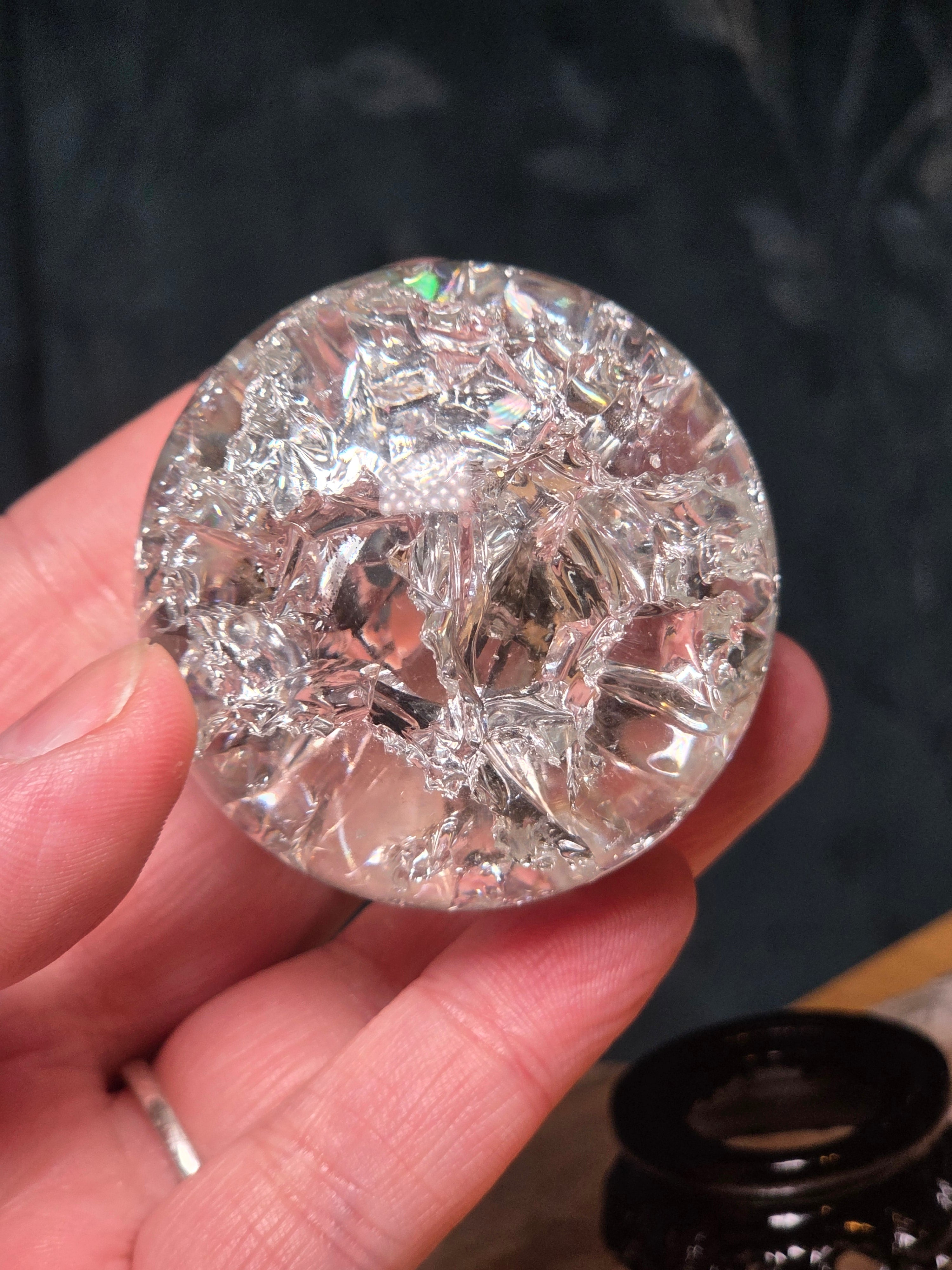 Crackle glass sphere