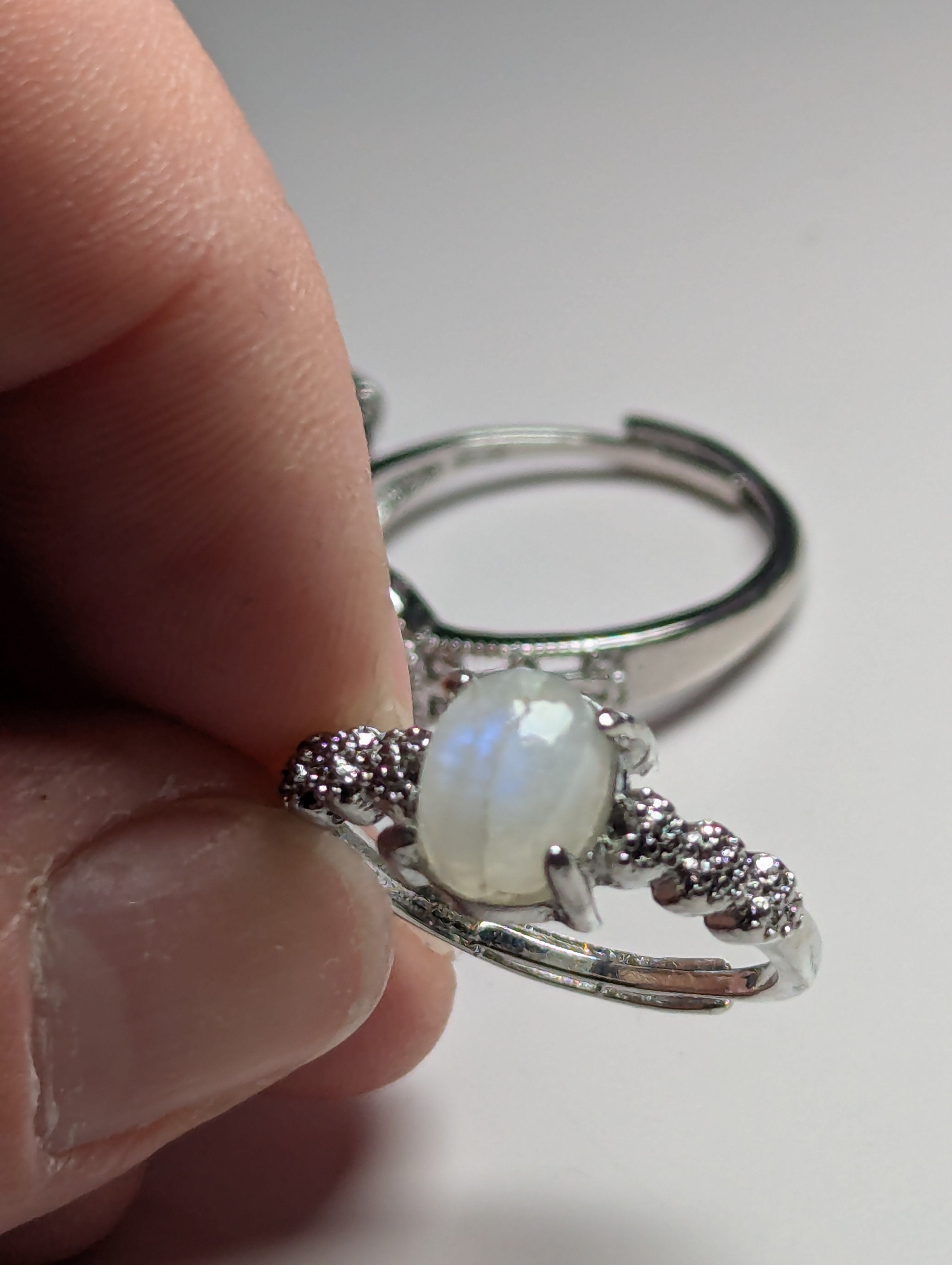 Moonstone crystal adjustable ring