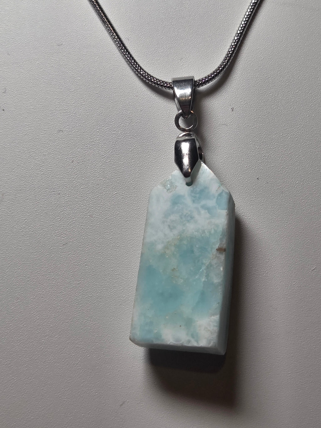 Raw Larimar crystal handmade necklace