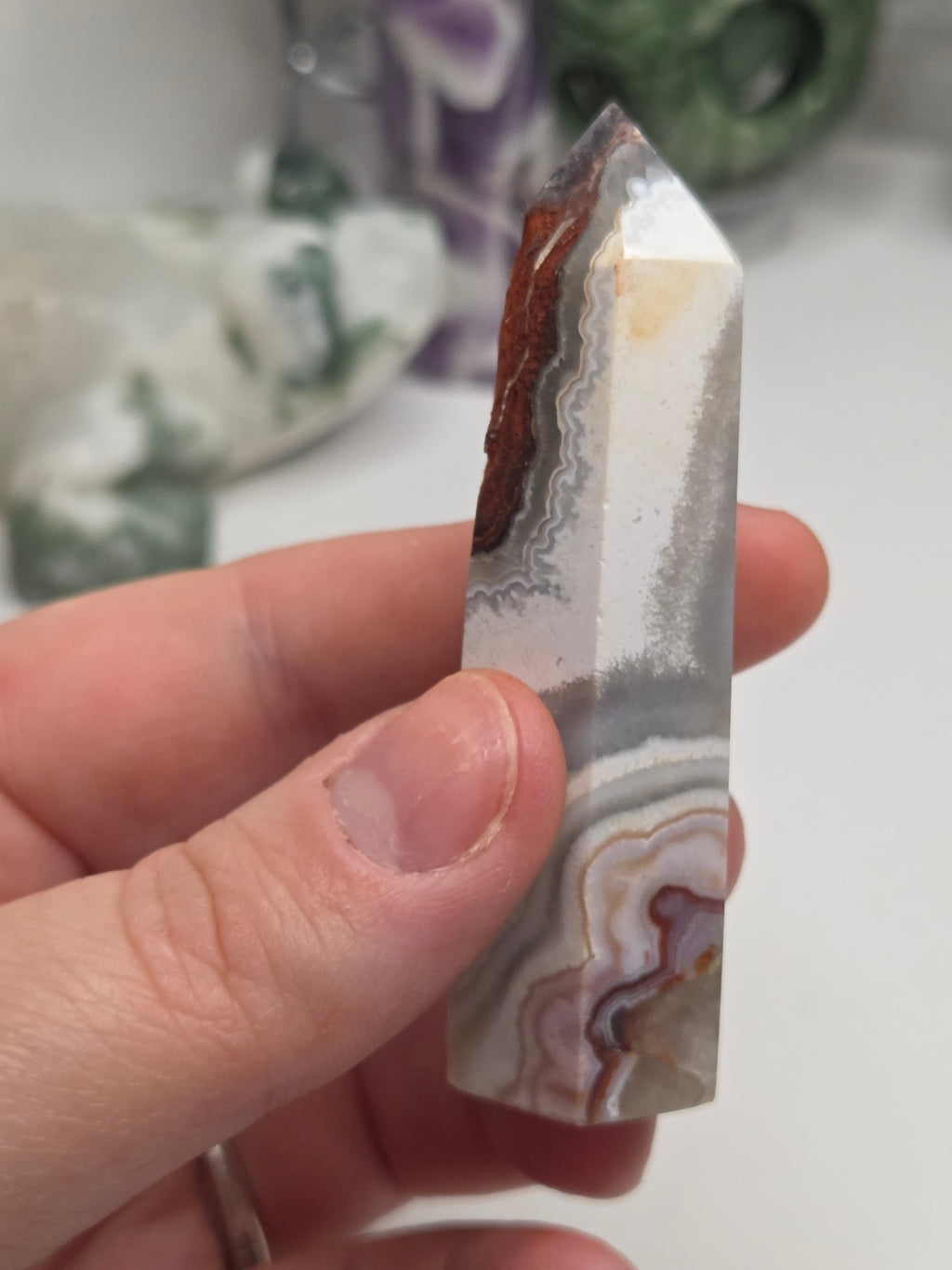 New Mexican crazy lace agate crystal tower