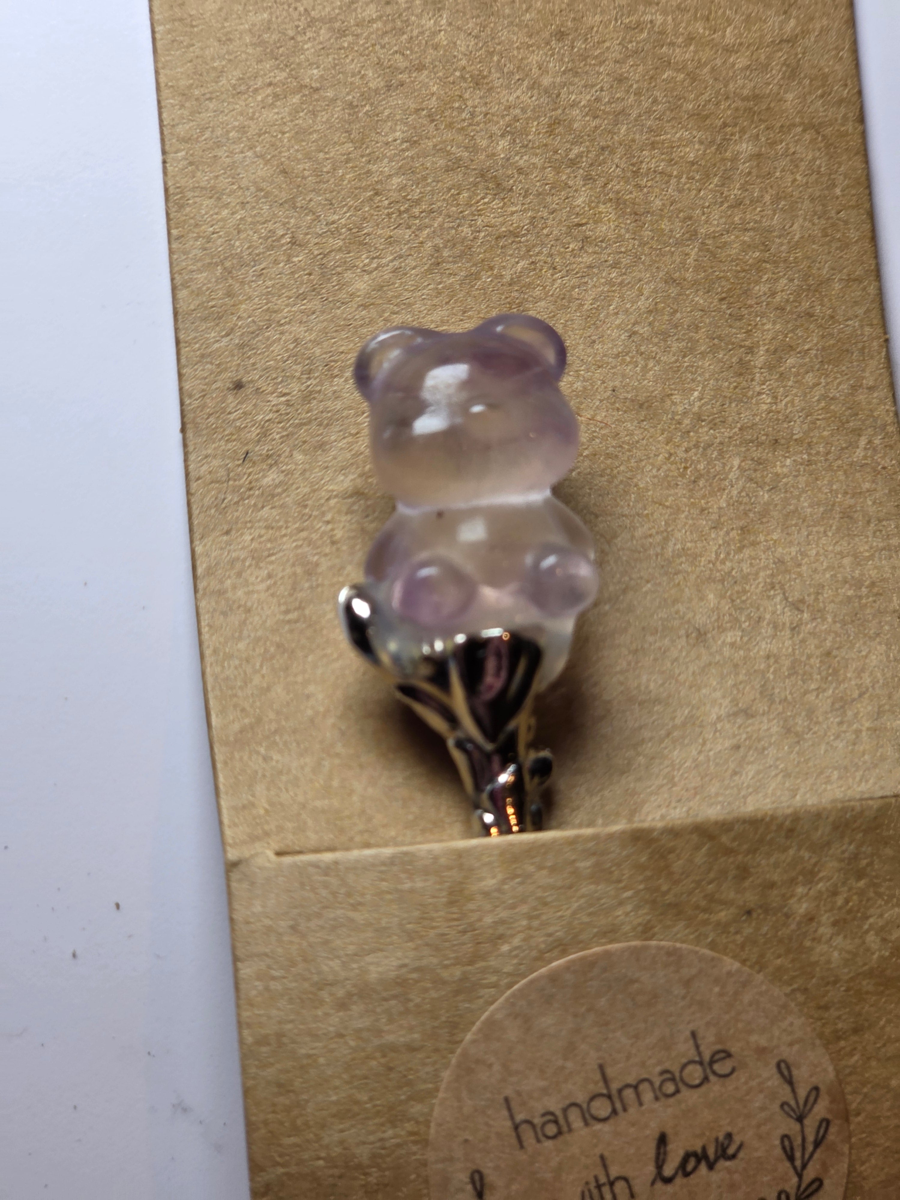 Flourite bear carving spoon