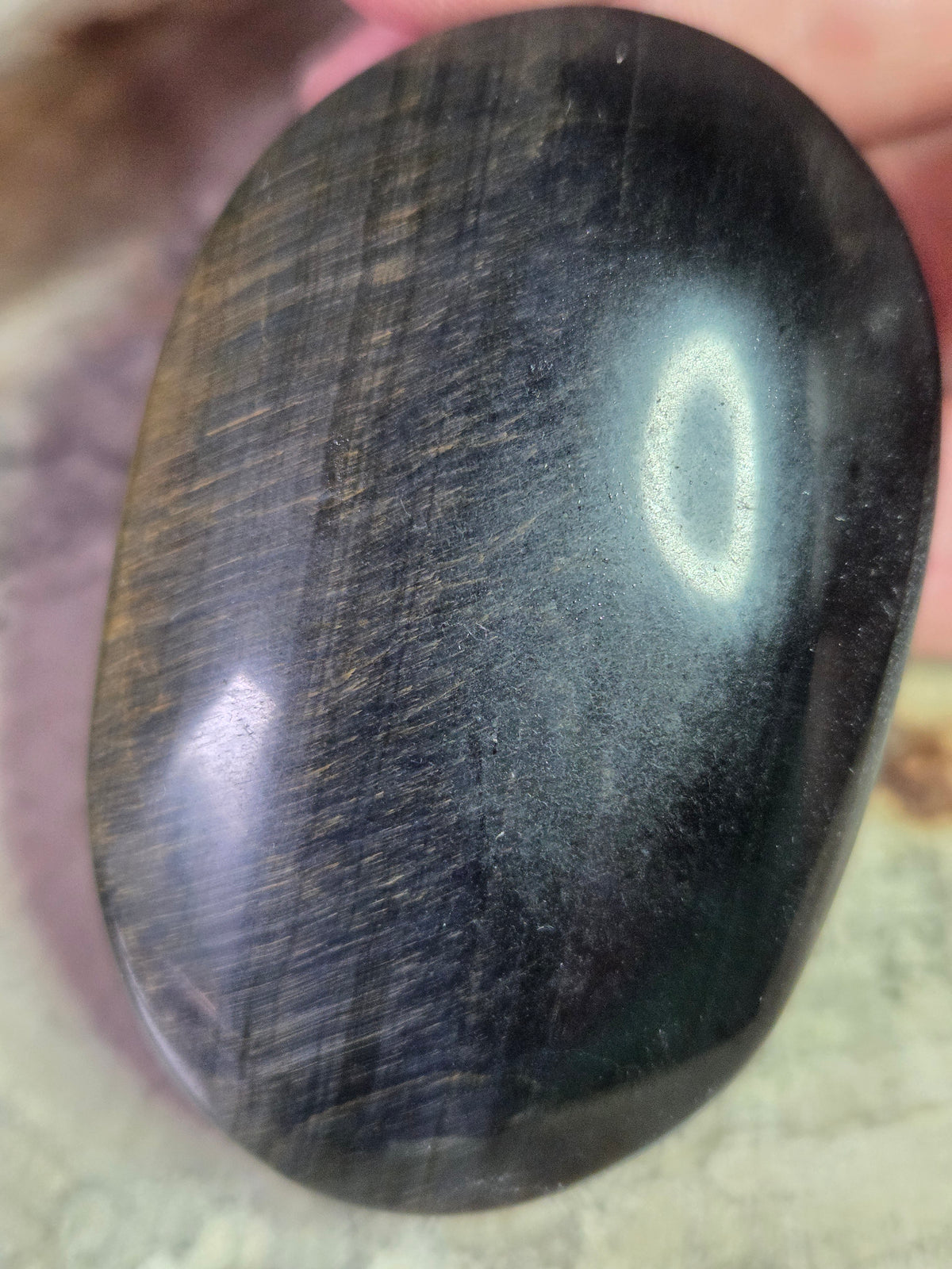 Blue tigers eye crystal palm stone
