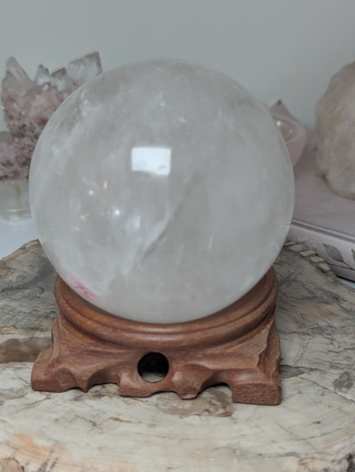 Large clear quartz crystal sphere