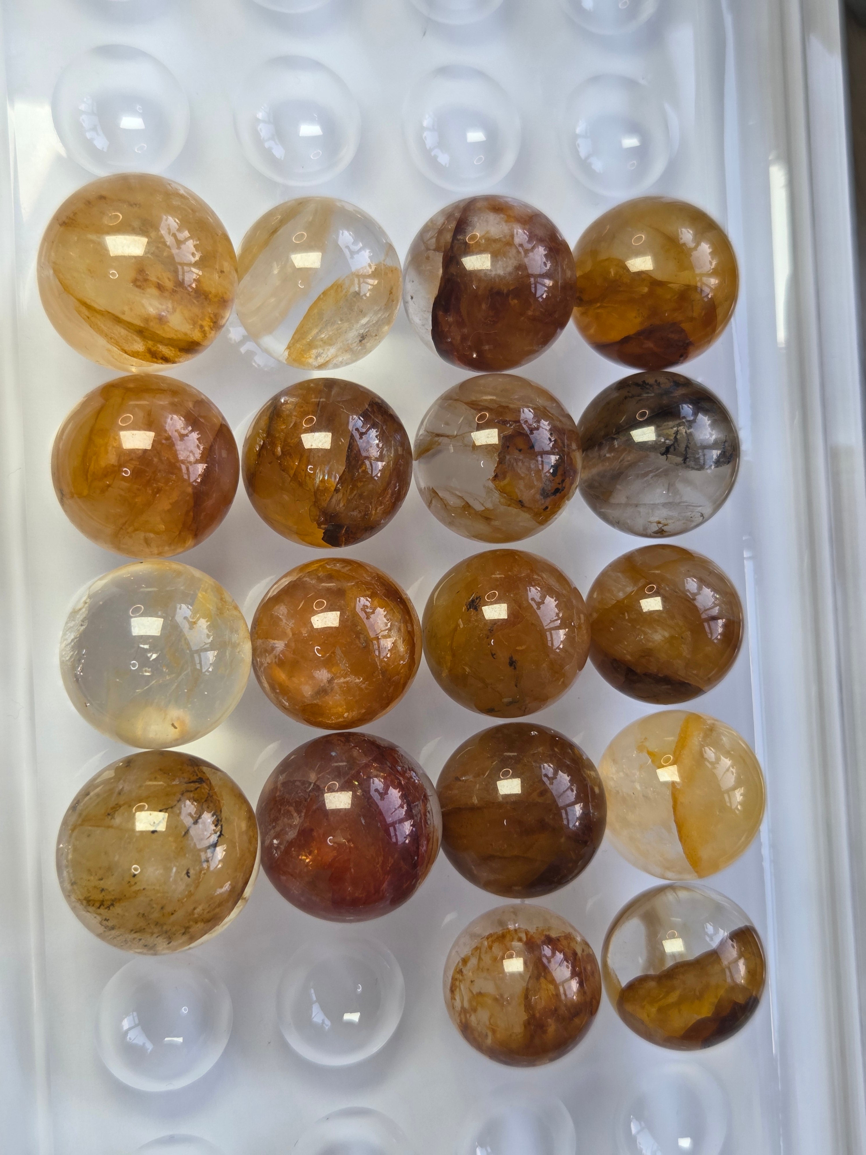 Golden healer and fire quartz crystal mini spheres