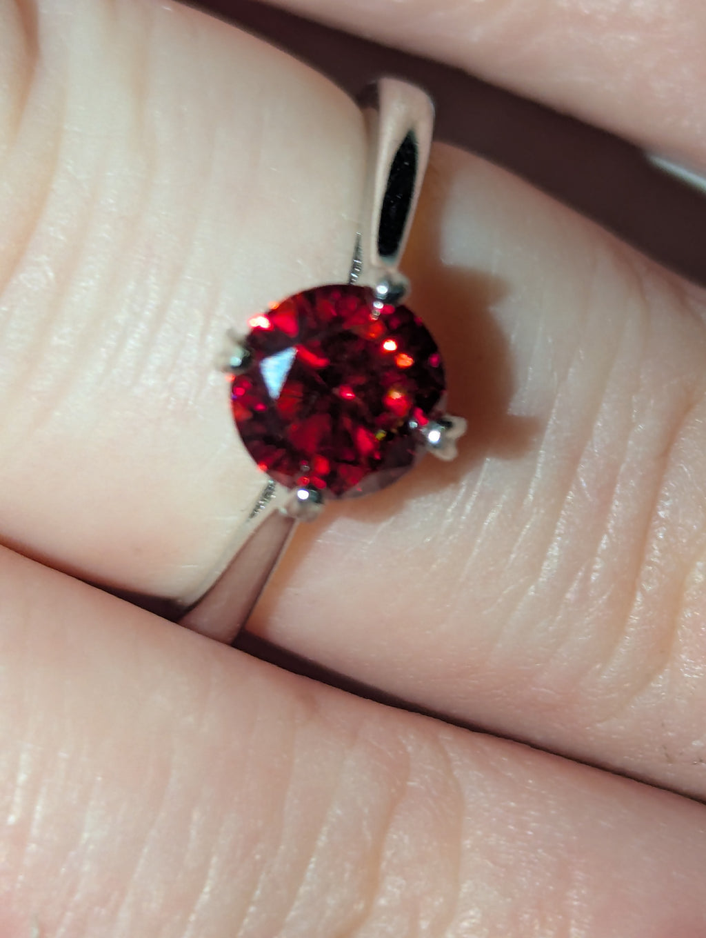 Red Moissanite diamond Adjustable ring