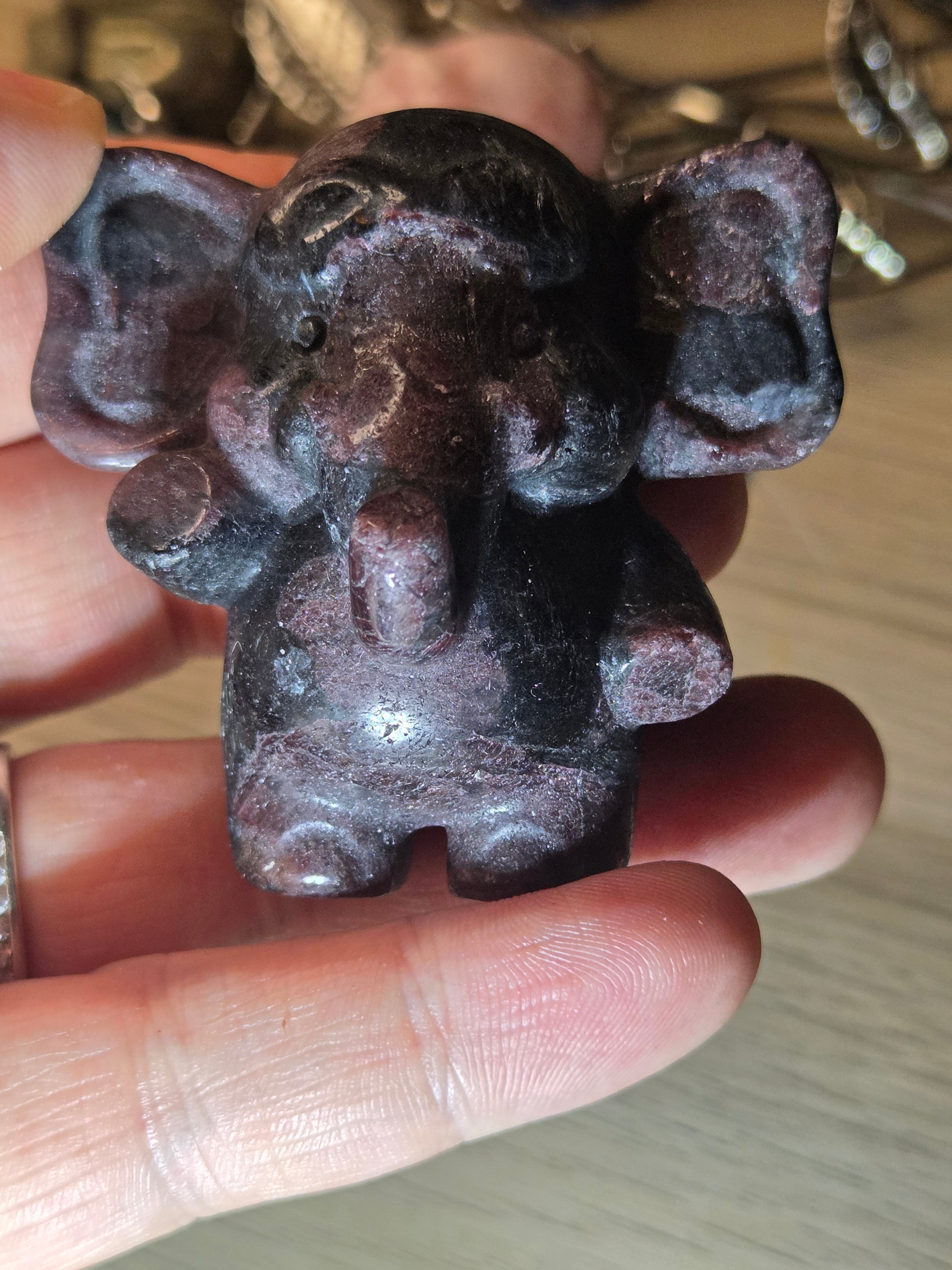 Garnet crystal Elephant carving