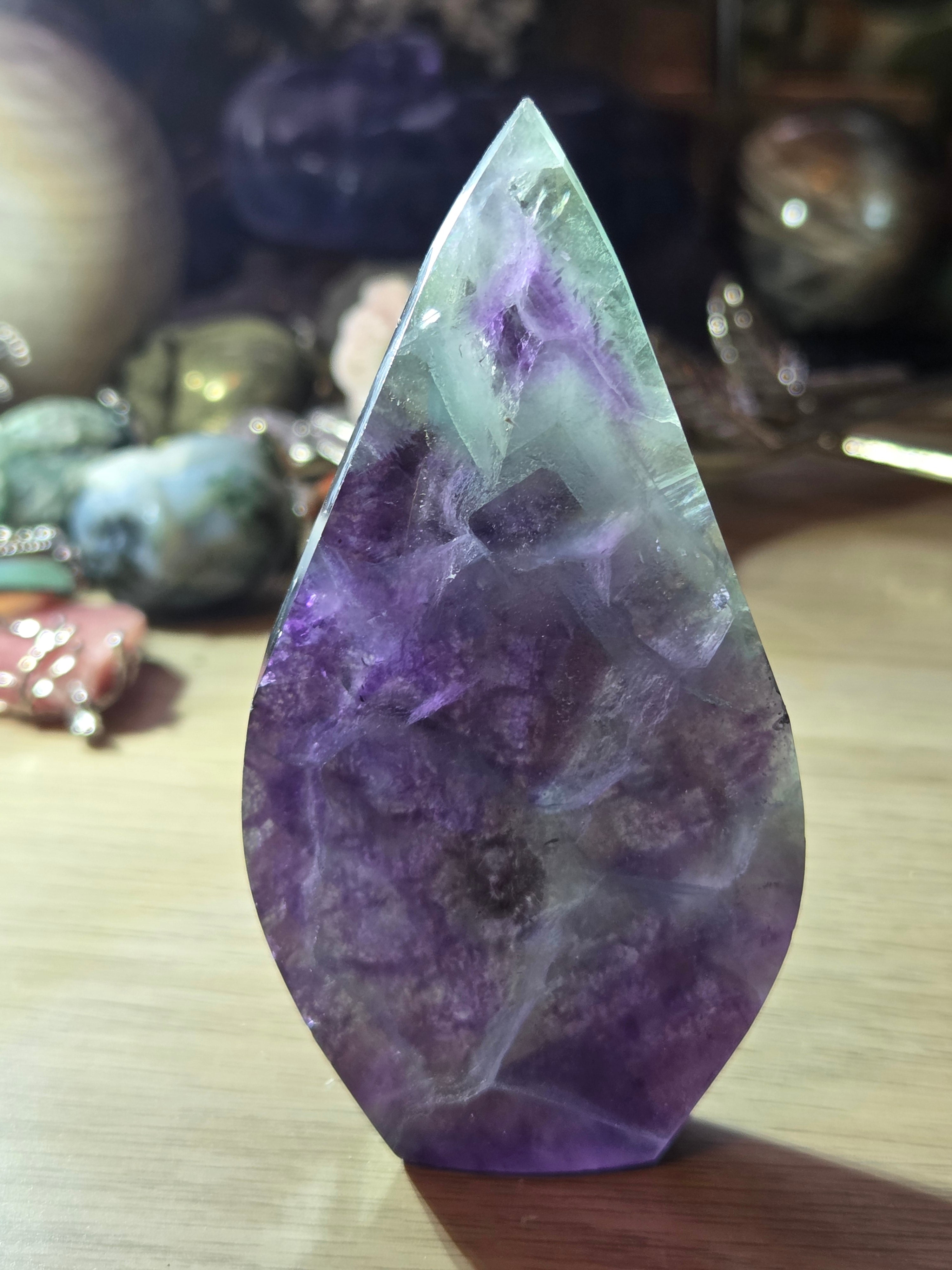 Flourite crystal tear drop carving