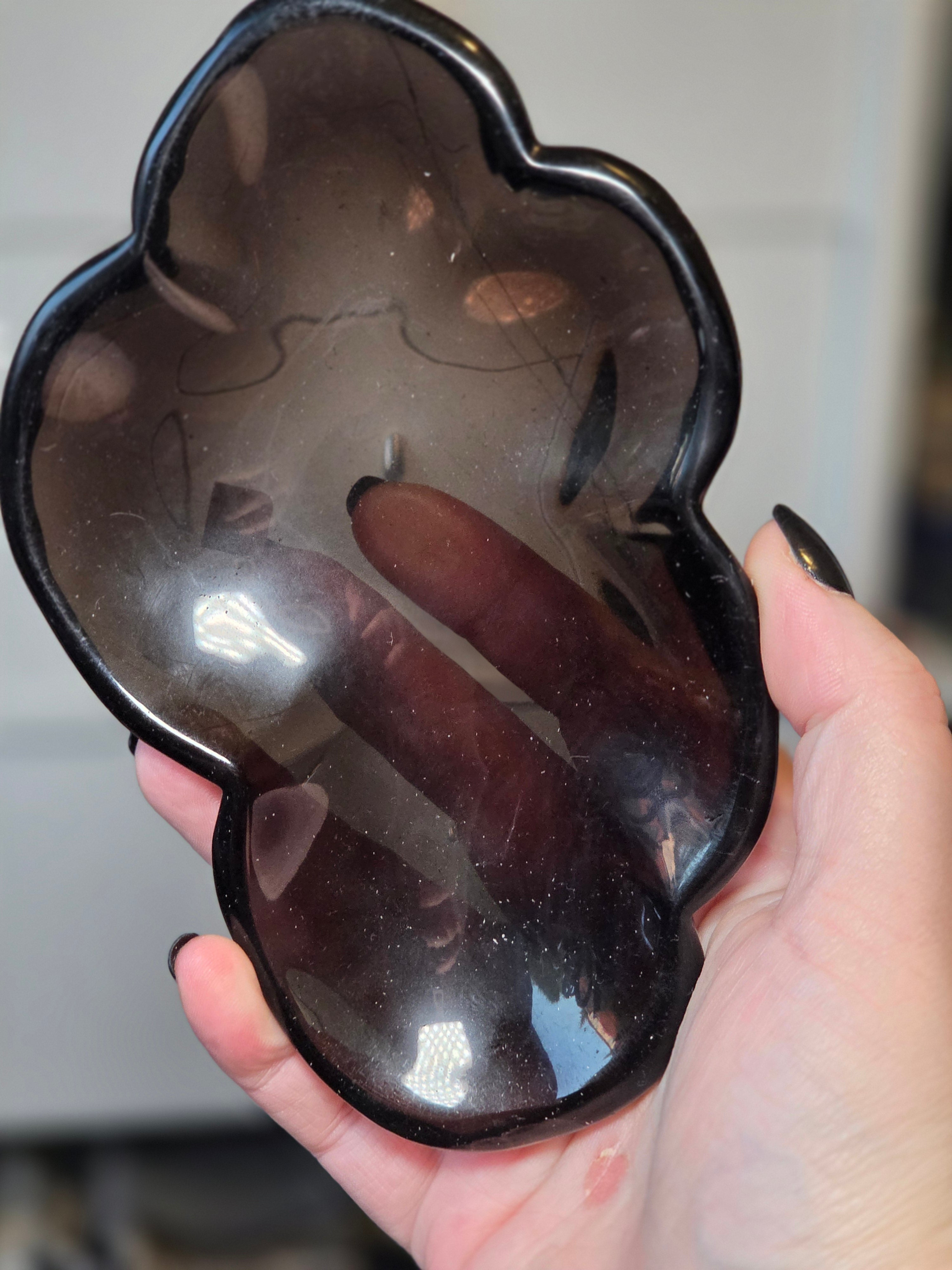 Ice obsidian crystal large bowl