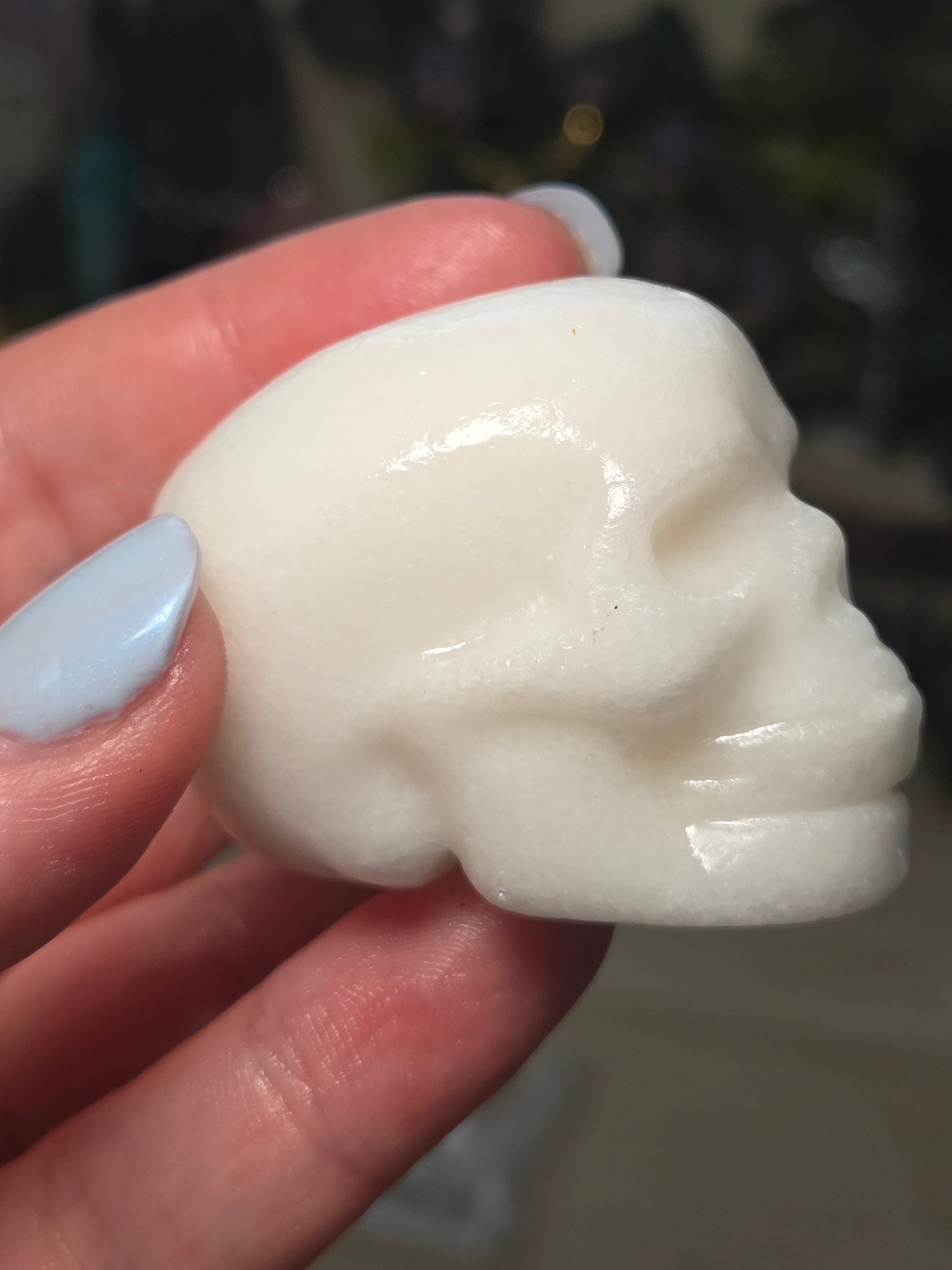White jade crystal skull