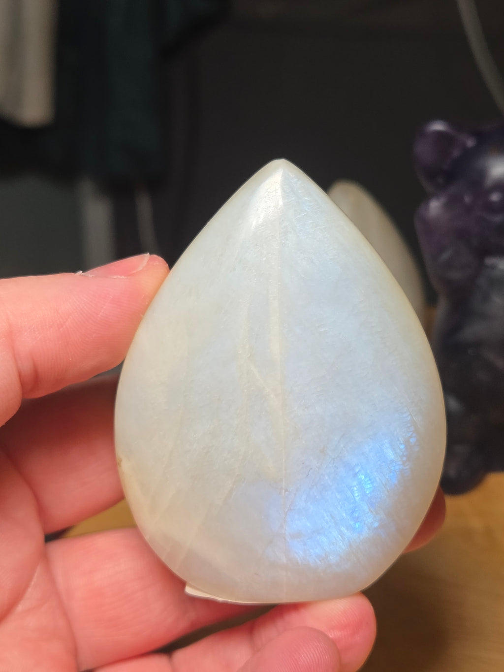 Rainbow moonstone crystal tear drop freeform