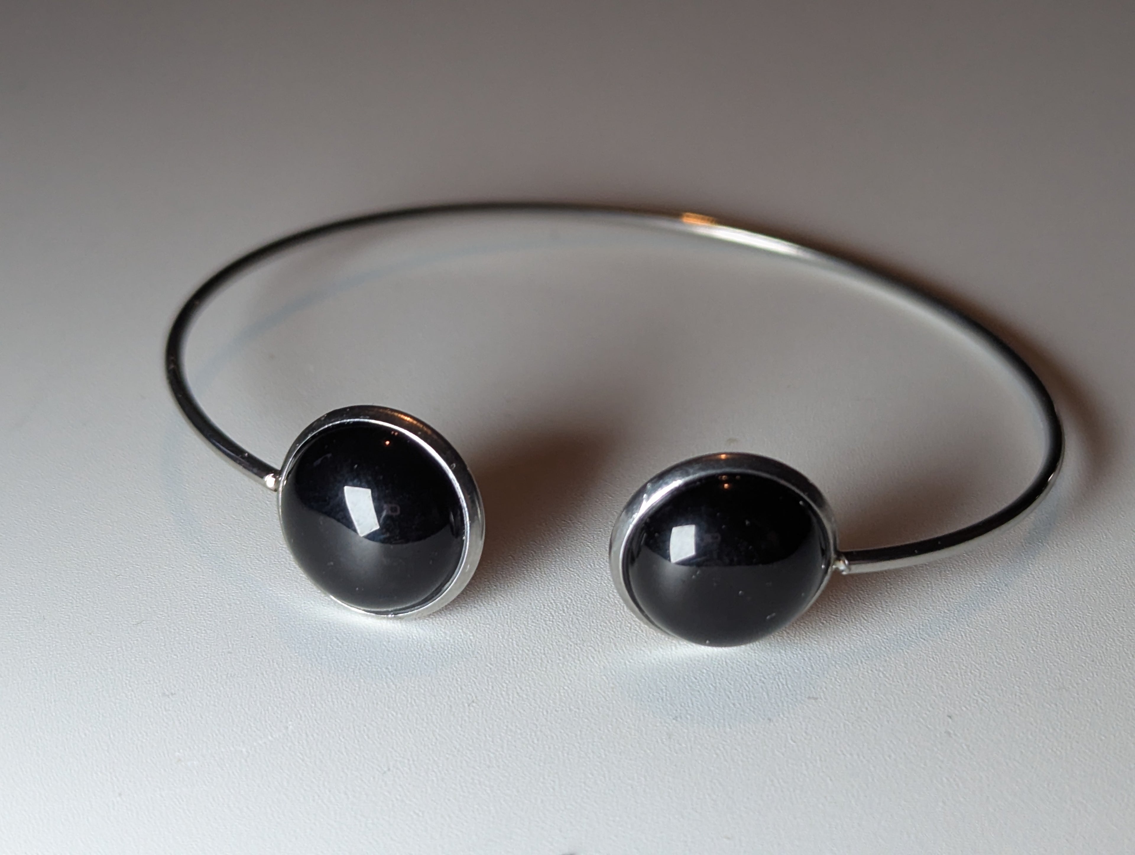 Obsidian crystal bracelet adjustable stainless steel