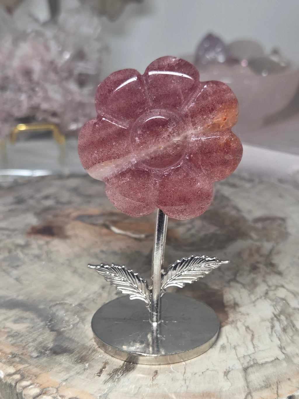 Strawberry quartz crystal flower
