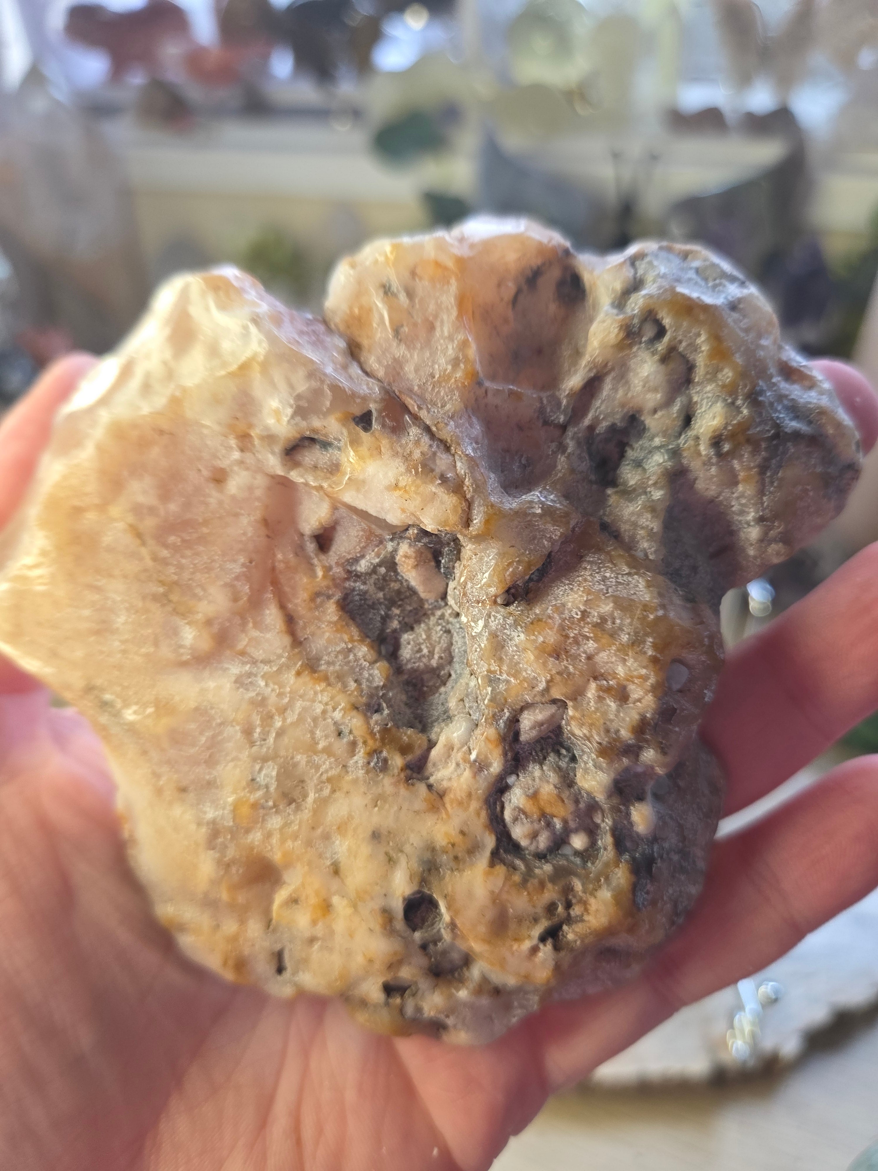 Flower agate crystal slice