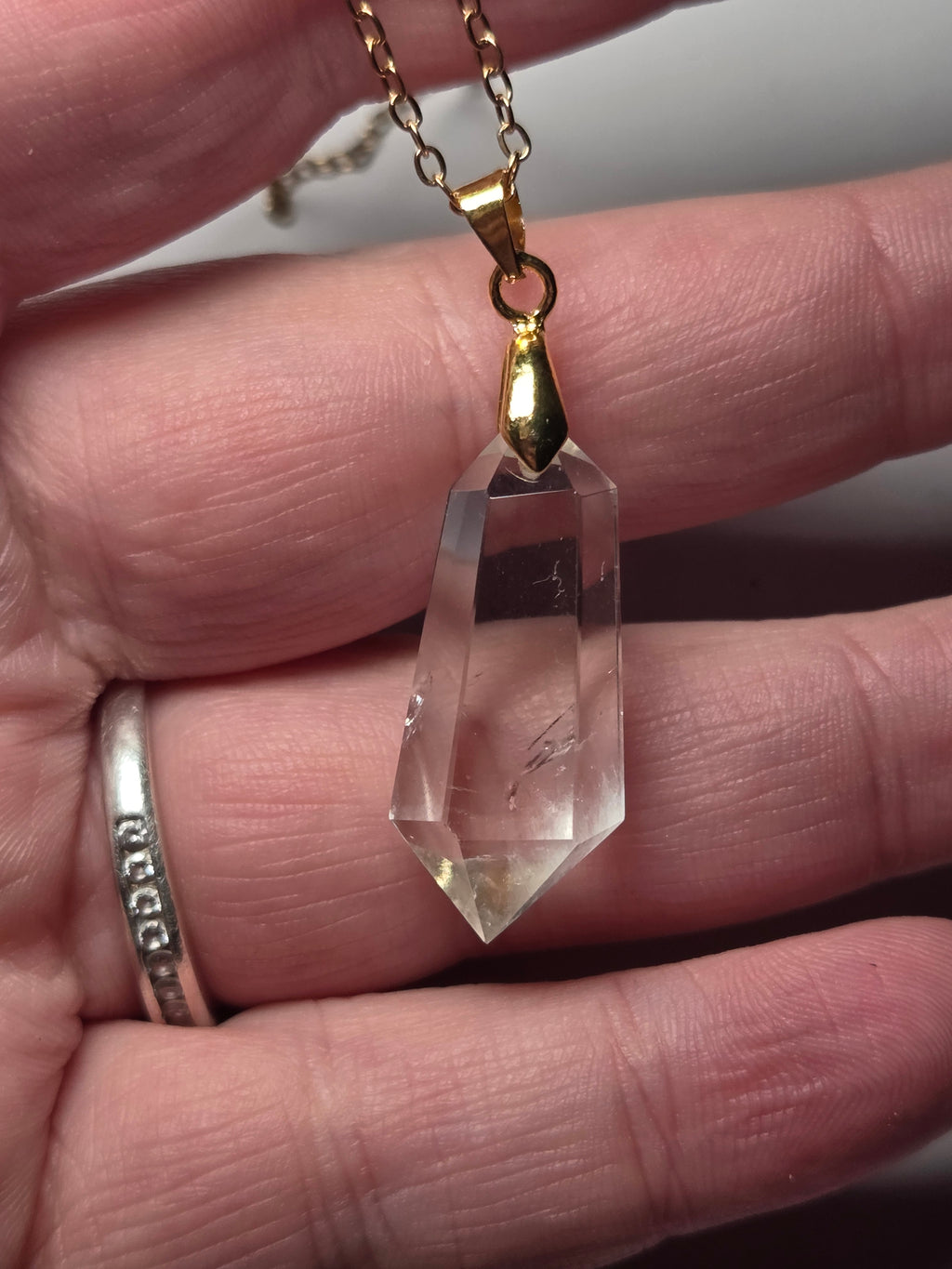 Rare Green Quartz crystal handmade necklace