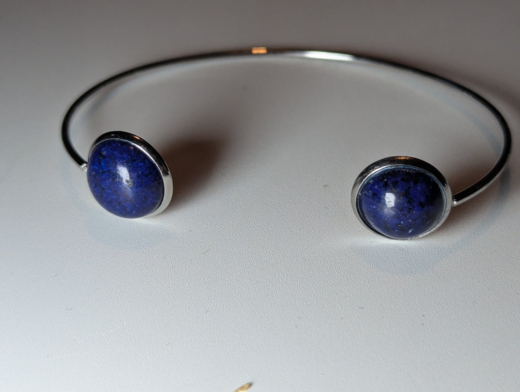 Lapis Lazuli crystal adjustable stainless steel bracelet