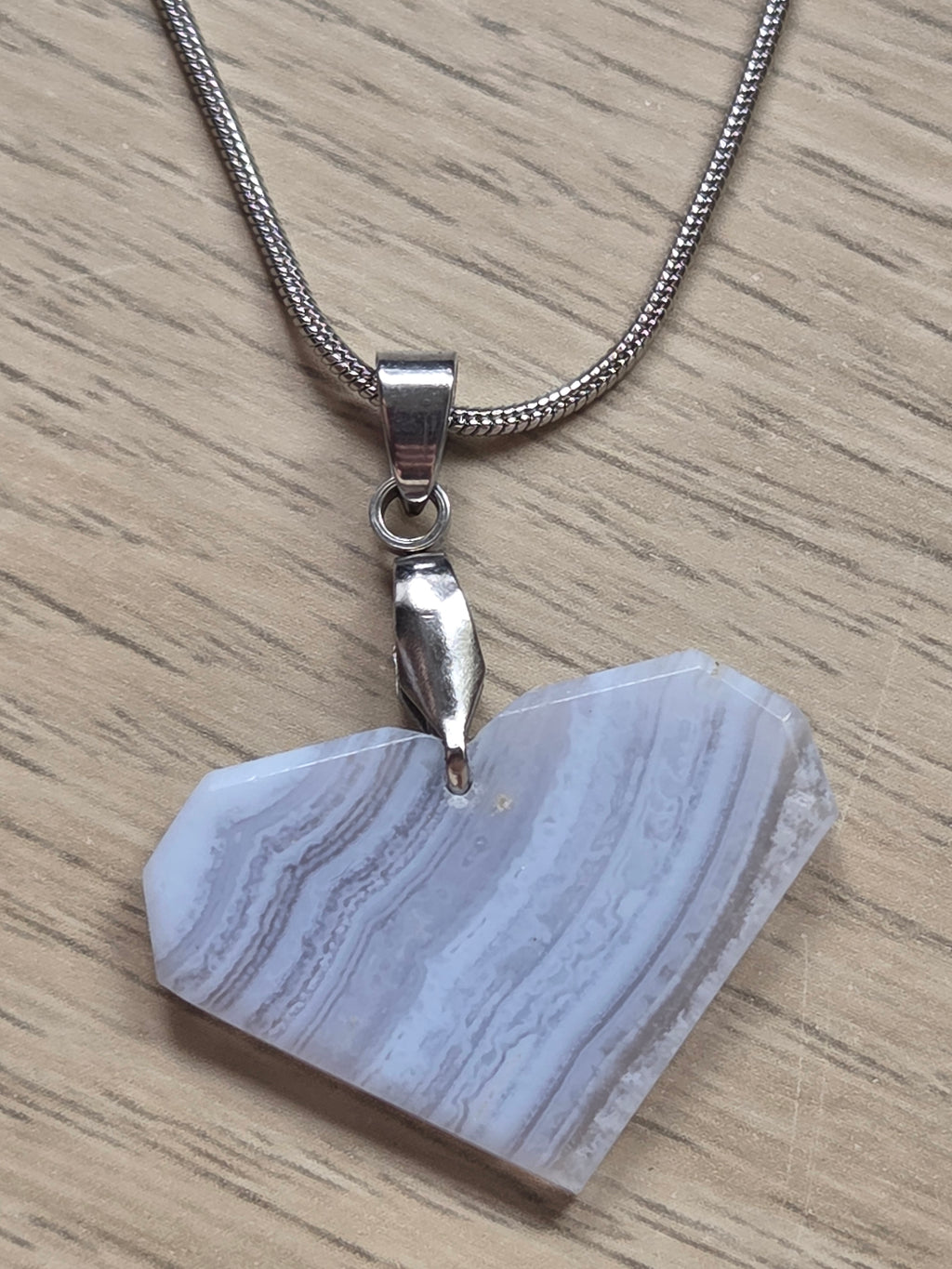 Blue lace  agate crystal handmade  necklace