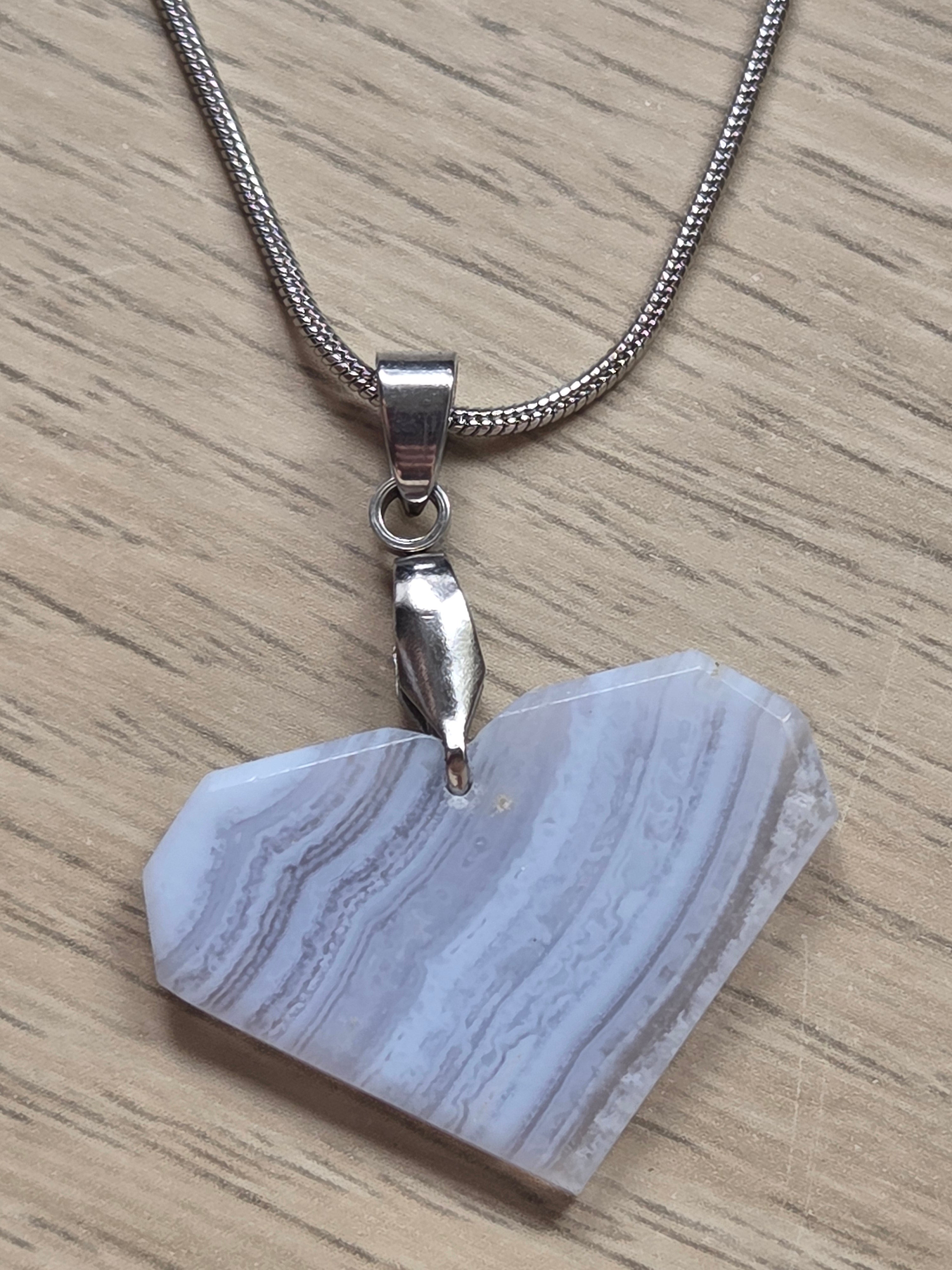 Blue lace  agate crystal handmade  necklace