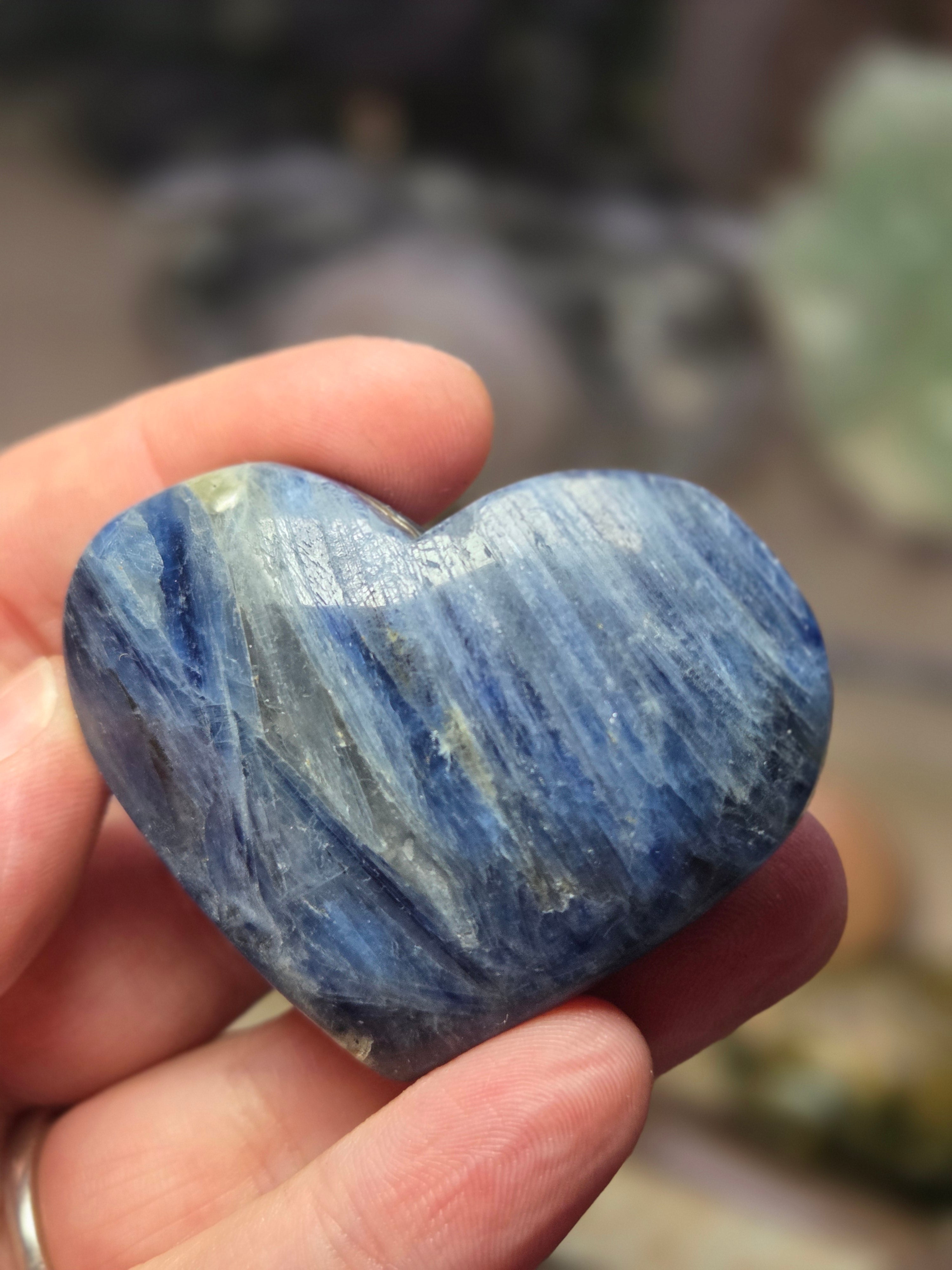 Kyanite crystal heart carving