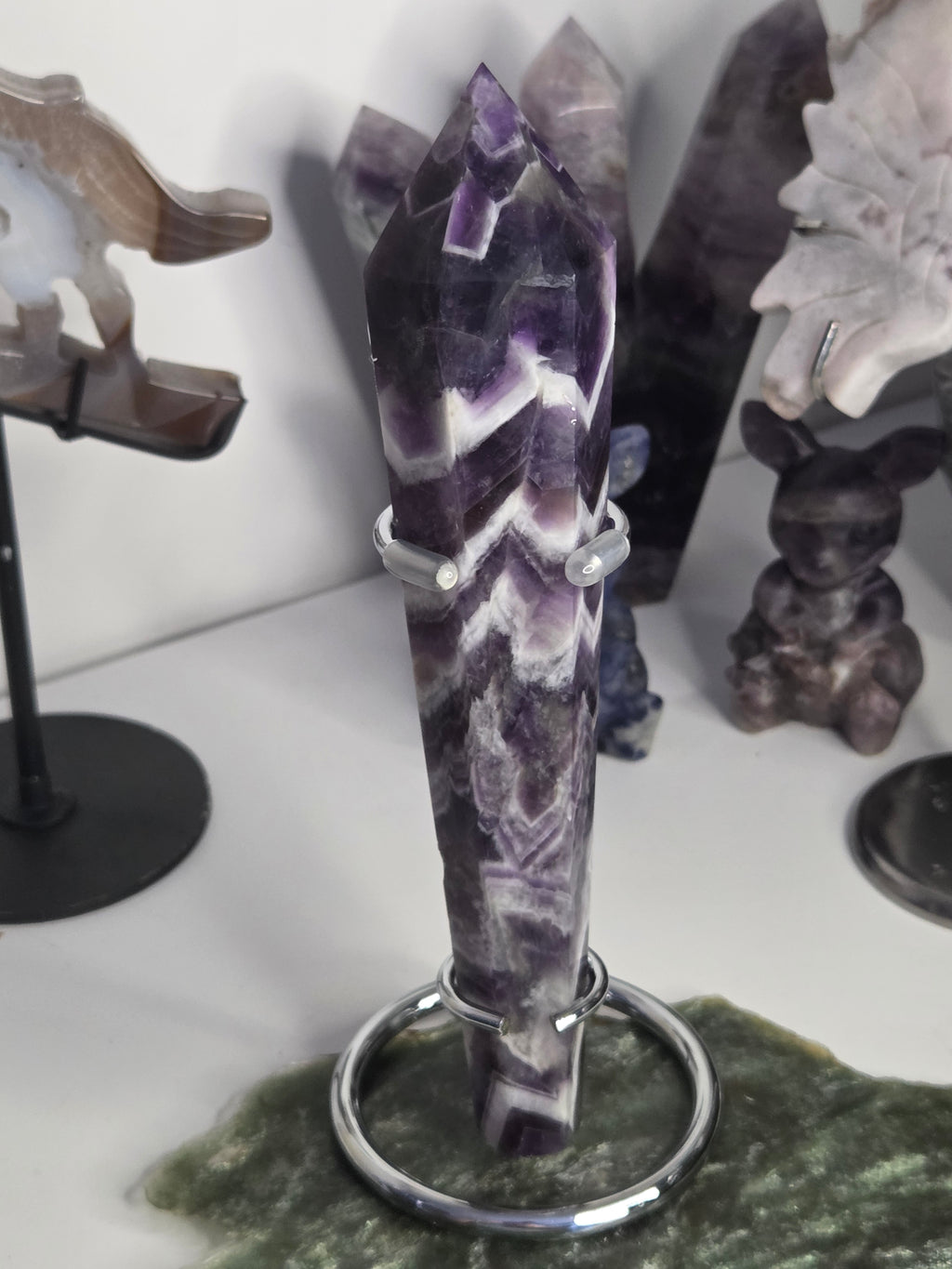 Dream Amethyst crystal Wand including silver stand