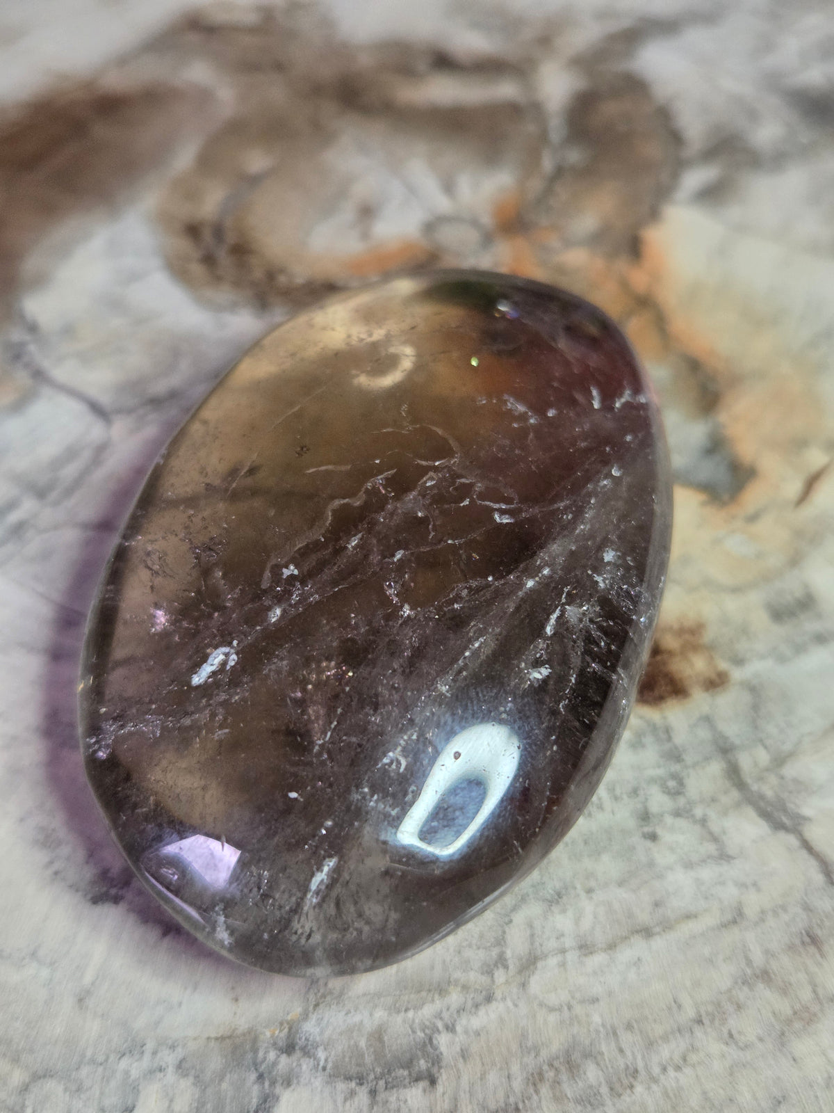 Smokey quartz crystal palmstone