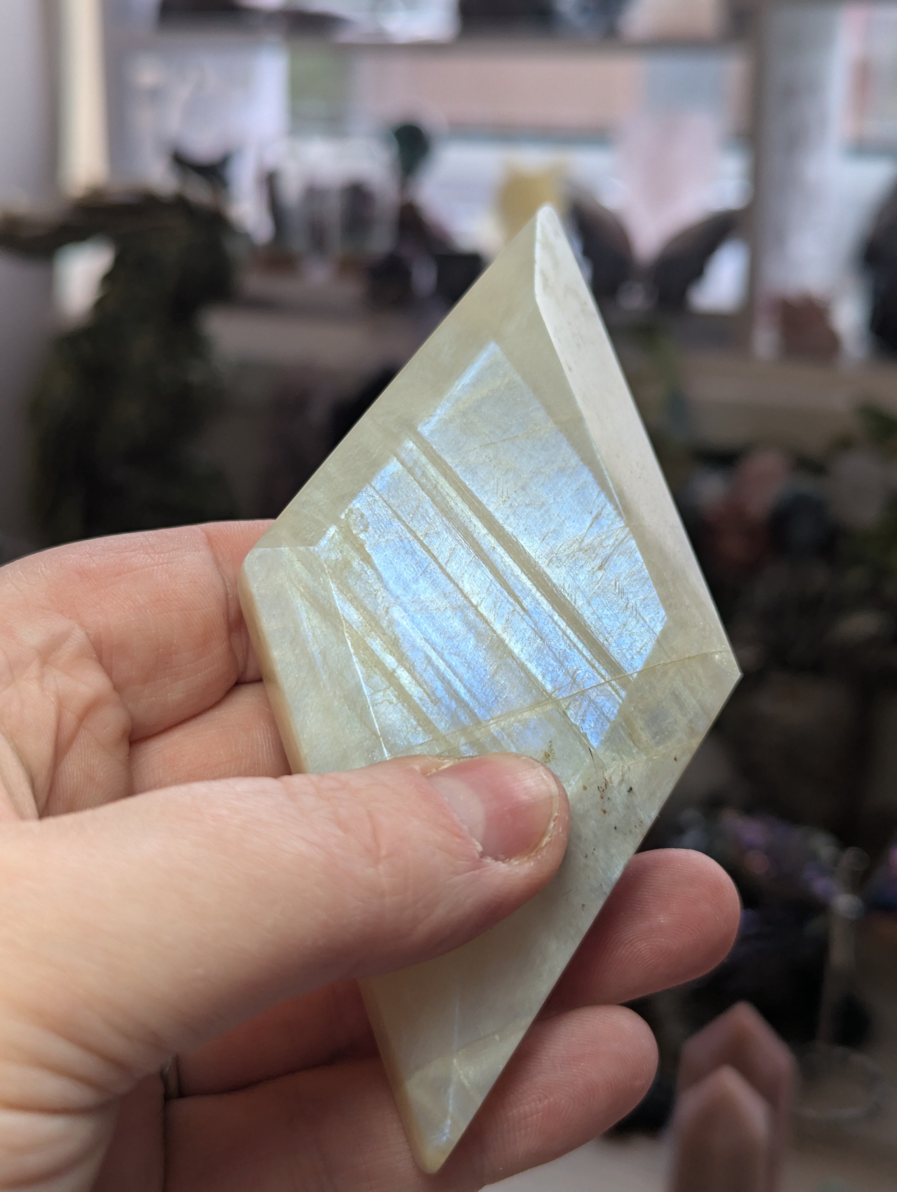 Rainbow moonstone crystal diamond crystal with Stand