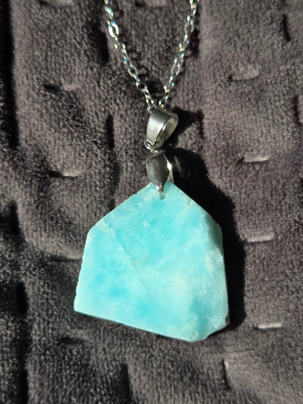 Raw larimar crystal handmade necklace