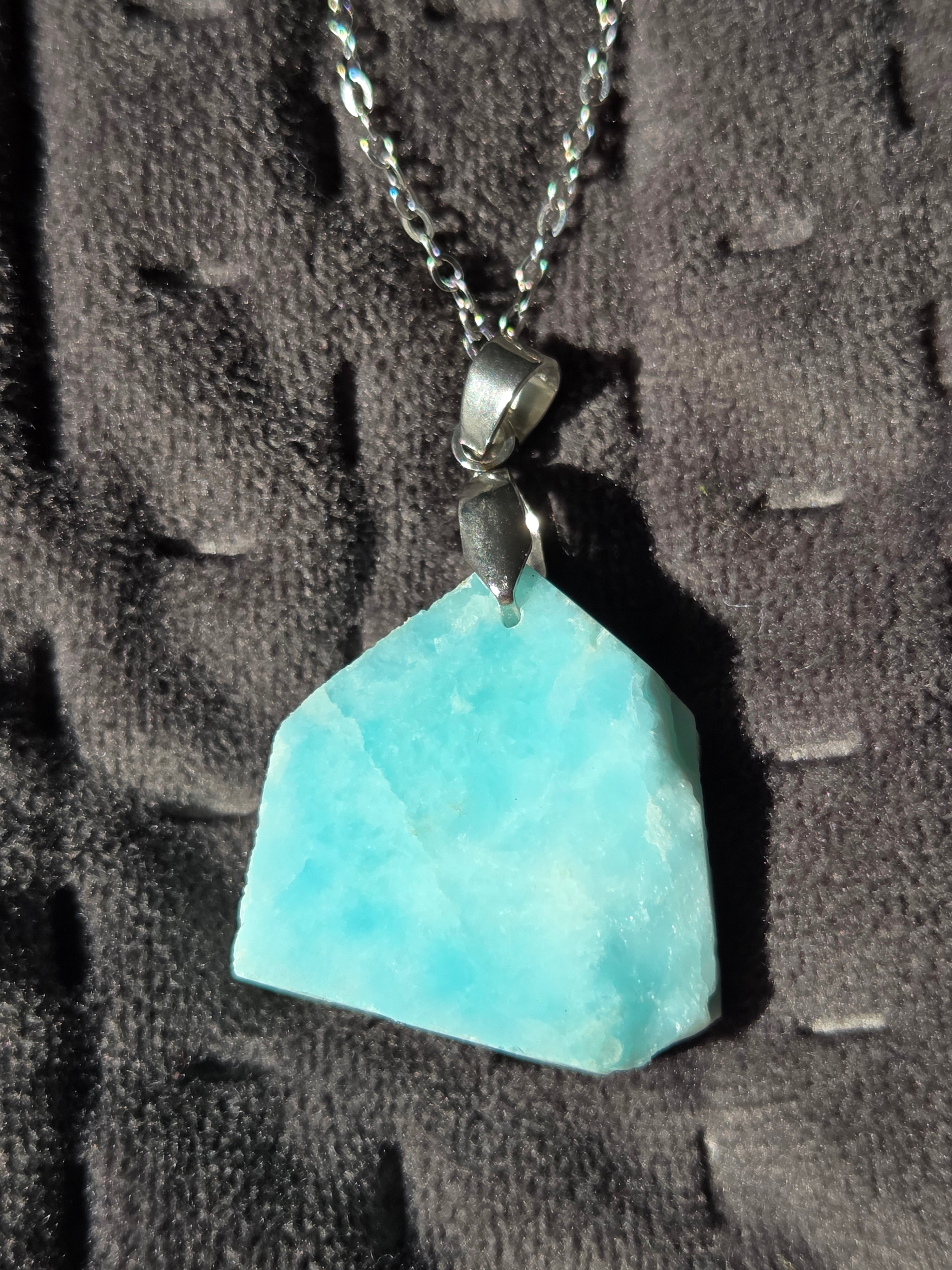 Raw larimar crystal handmade necklace