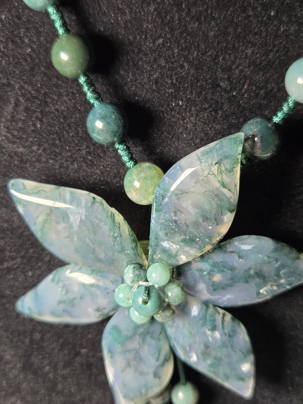 Amazing  grade AAA Moss agate crystal long  necklace