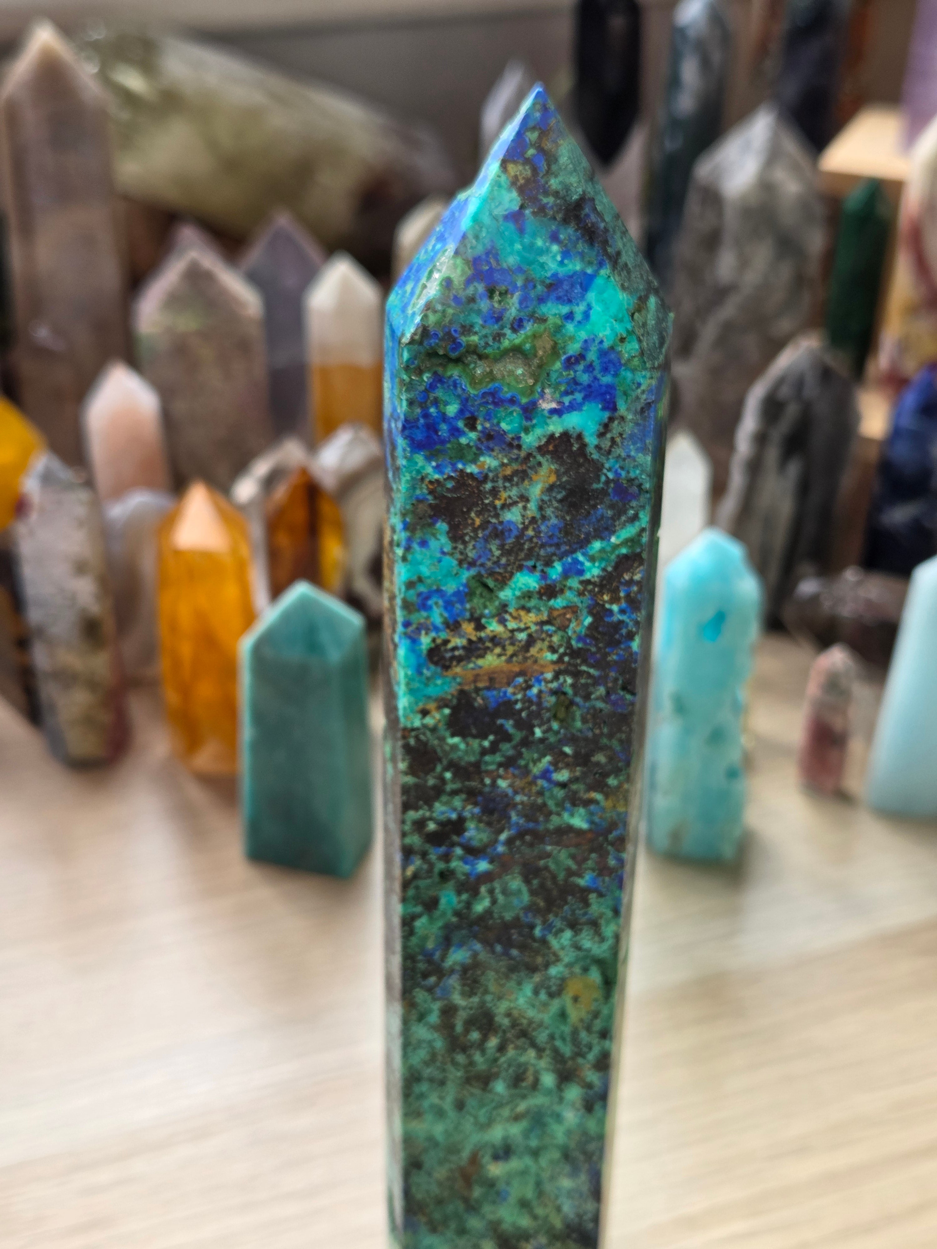 23cm Chrysocolla malicite Azerite  crystal tower
