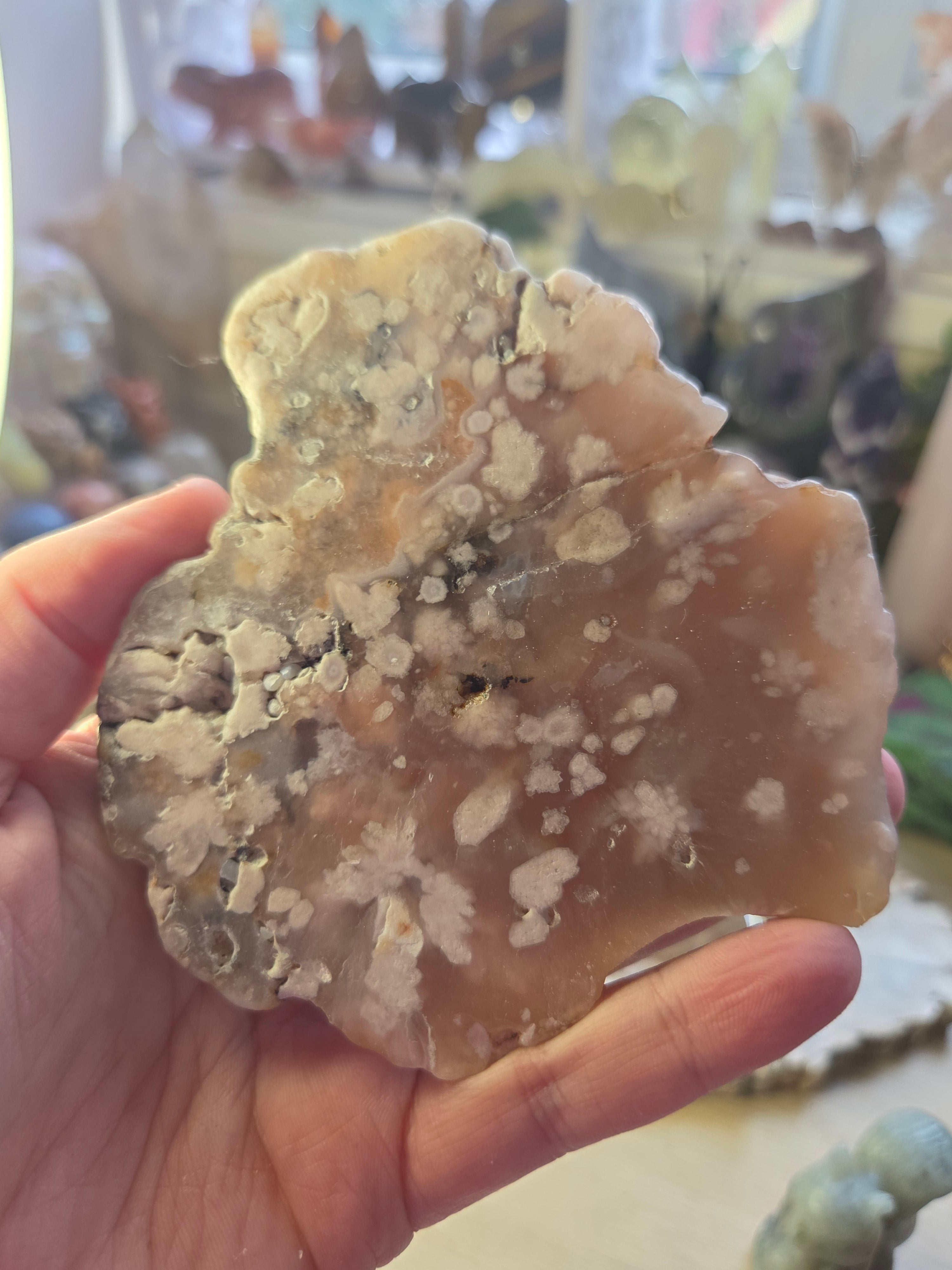 Flower agate crystal slice