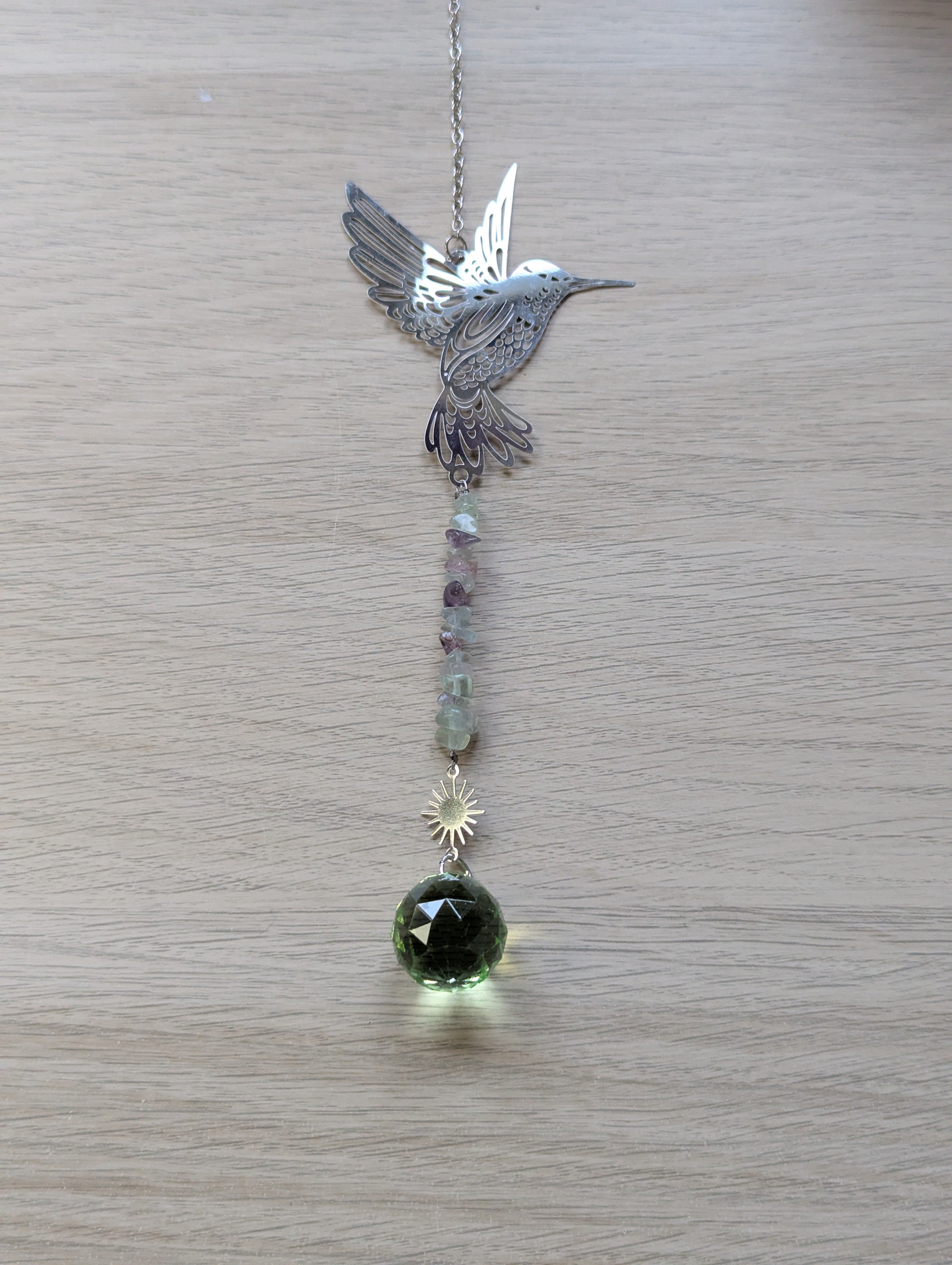 Flourite crystal sun catcher