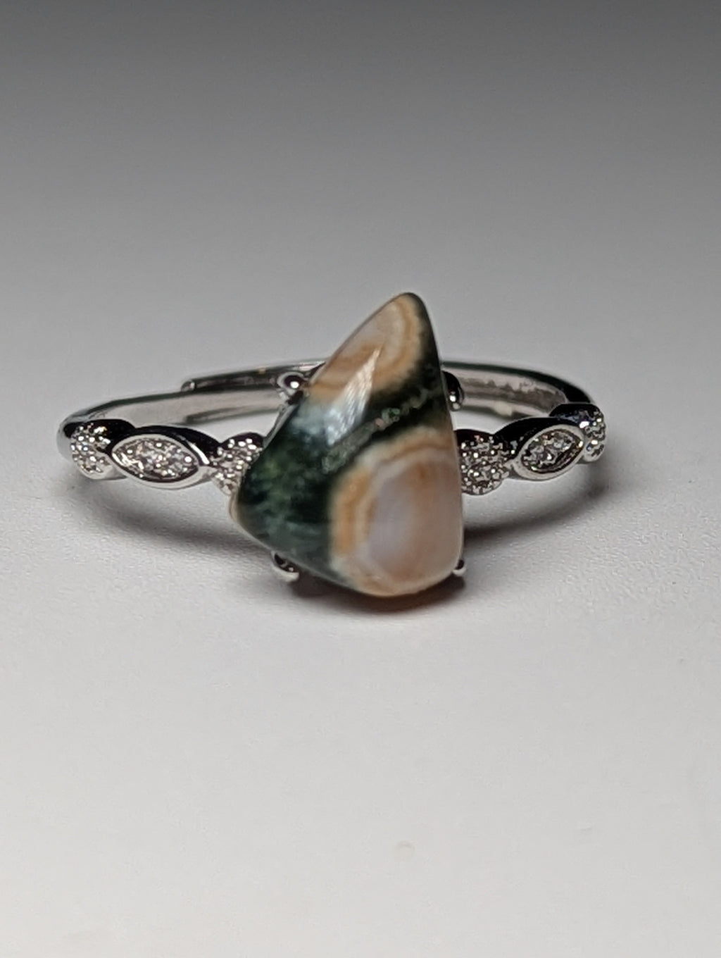 Ocean Jasper crystal Adjustable ring