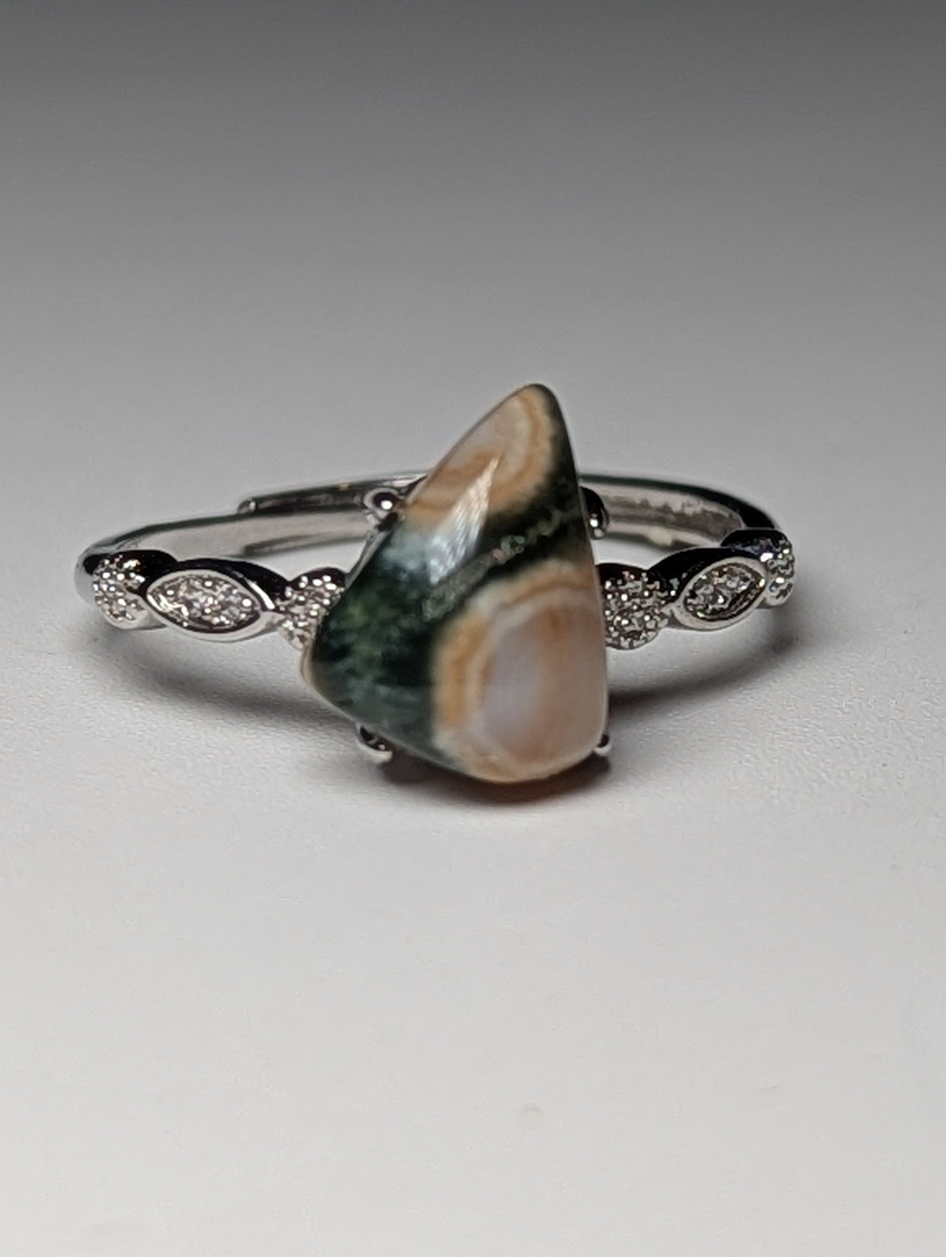 Ocean Jasper crystal Adjustable ring