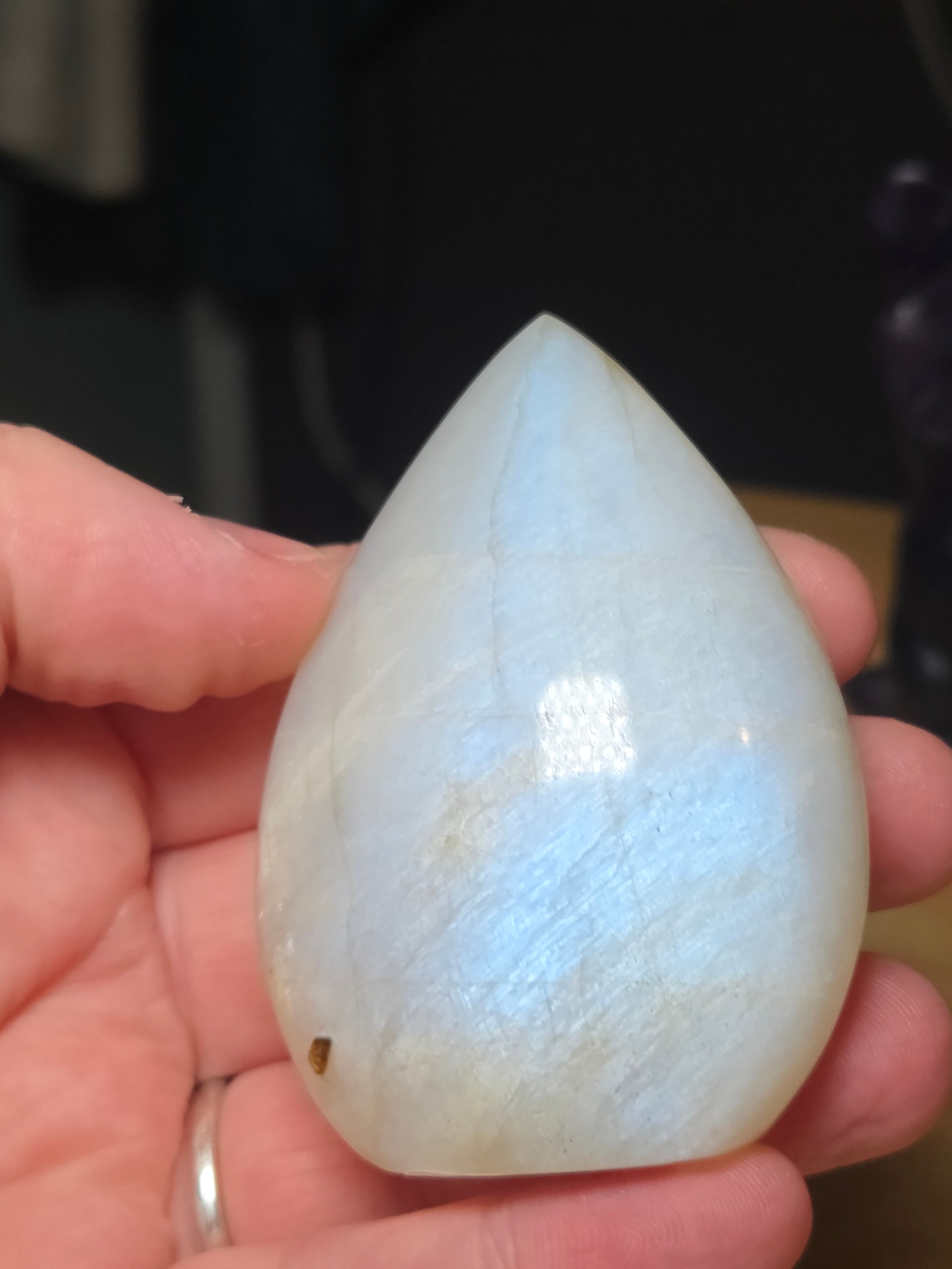 Rainbow moonstone crystal tear drop freeform