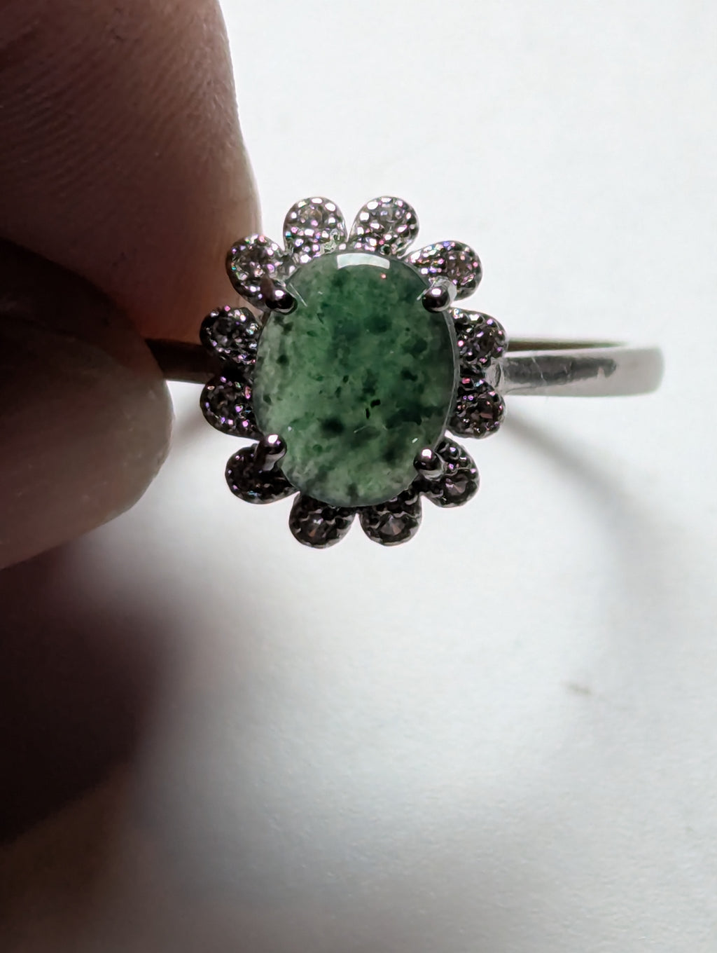Moss Agate crystal Adjustable ring stainless steel