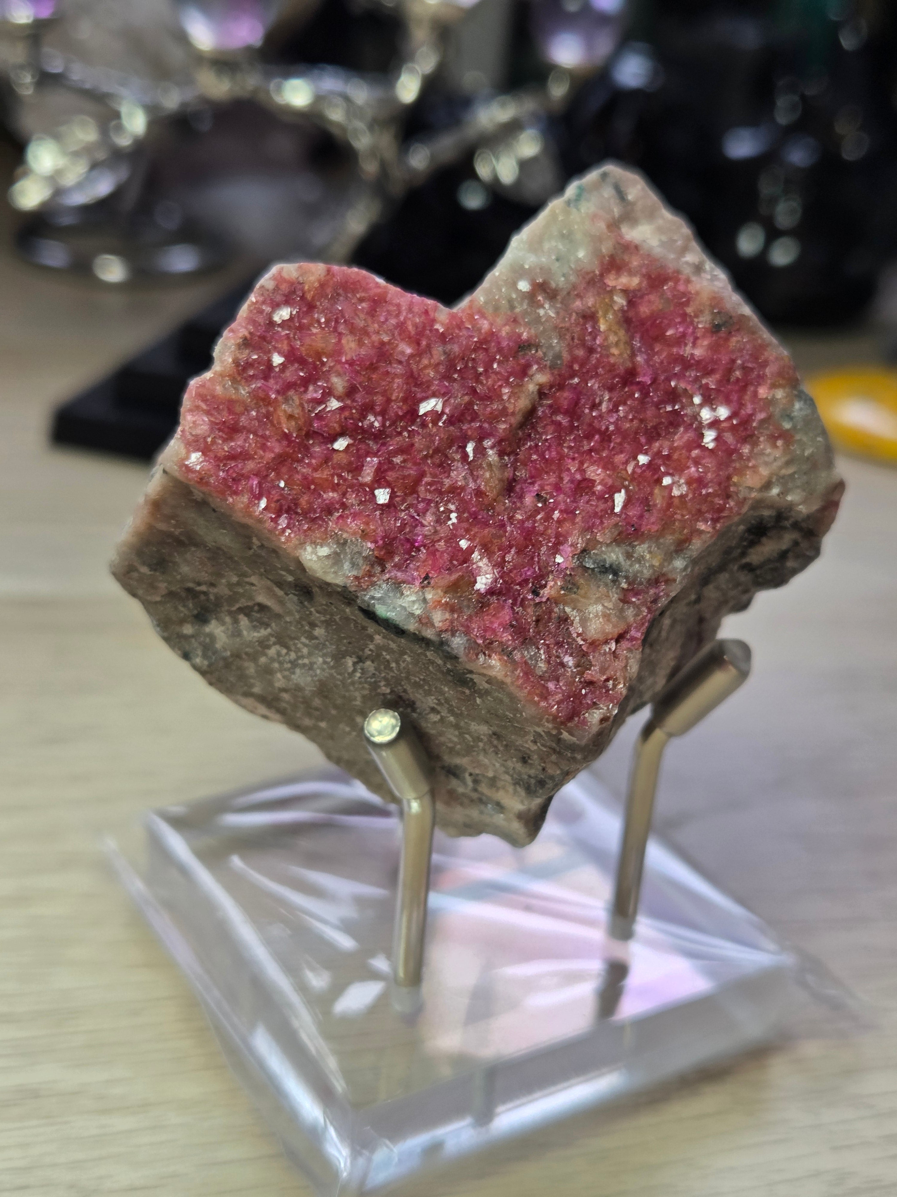 Cobaltoan Calcite specimen with Stand