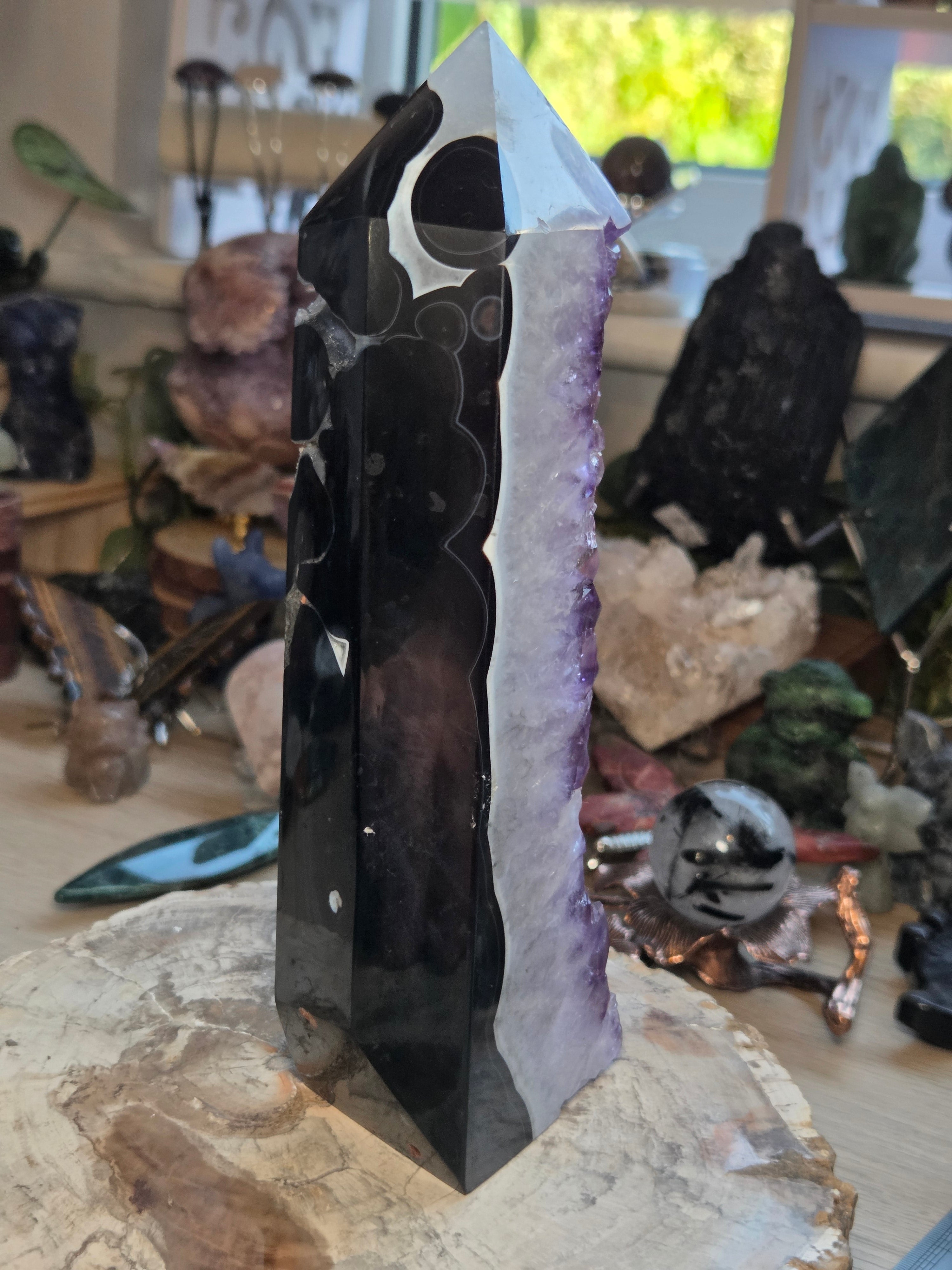 Beautiful Amethyst crystal agate tower from Brazil