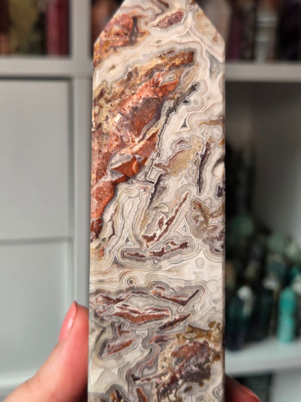 Beautiful  duzy  Mexican crazy lace agate crystal tower