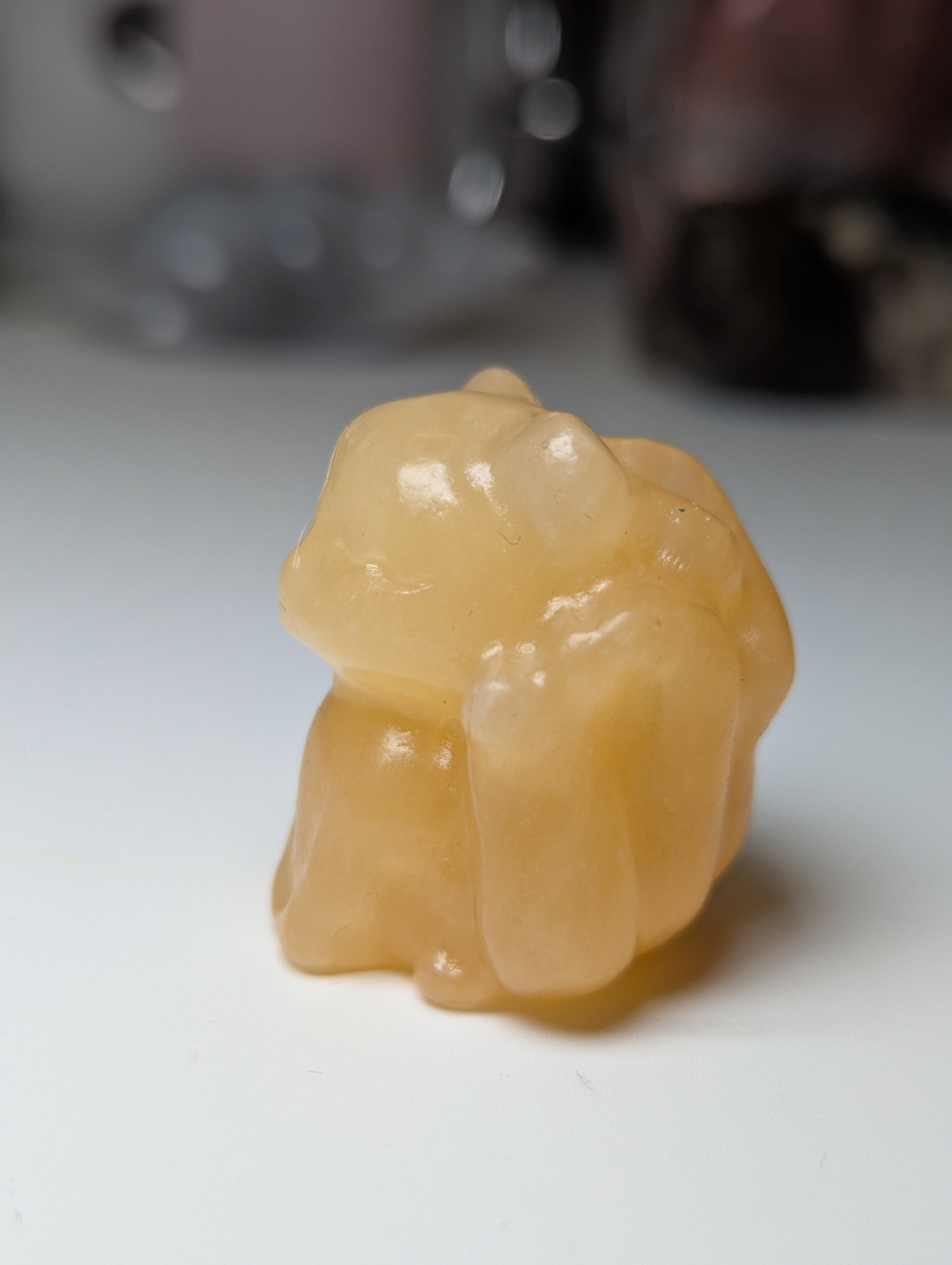 Orange calcite crystal nail tail fox