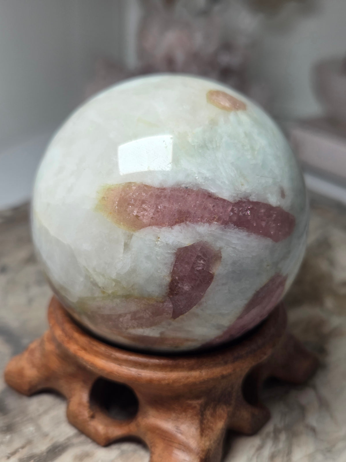 Pink Tourmaline crystal sphere Grade AA
