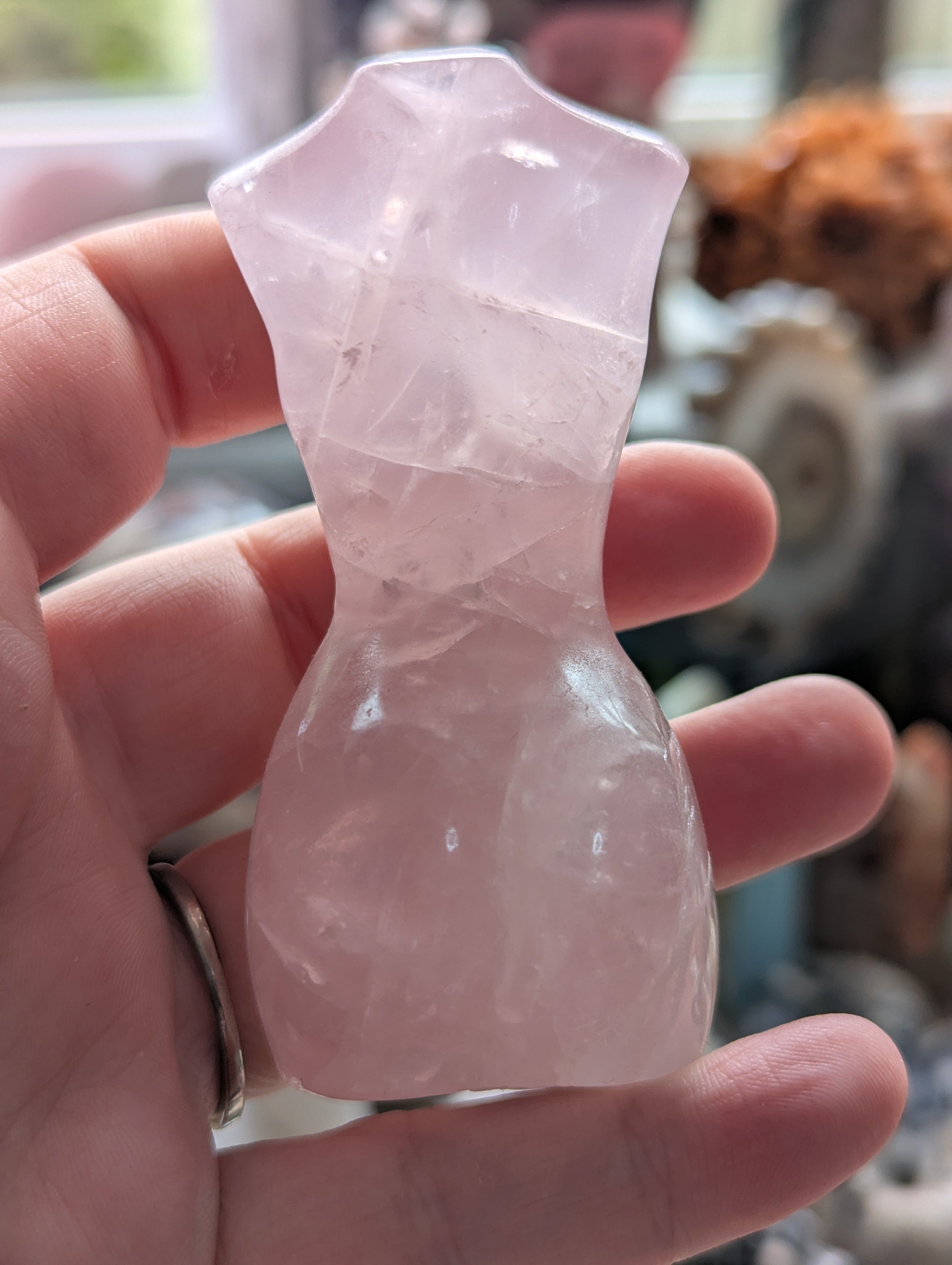 Rose quartz crystal female lady body
