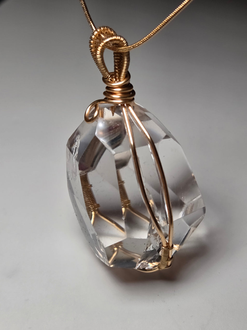 Grade AAA clear quartz crystal handmade necklace wire wrap