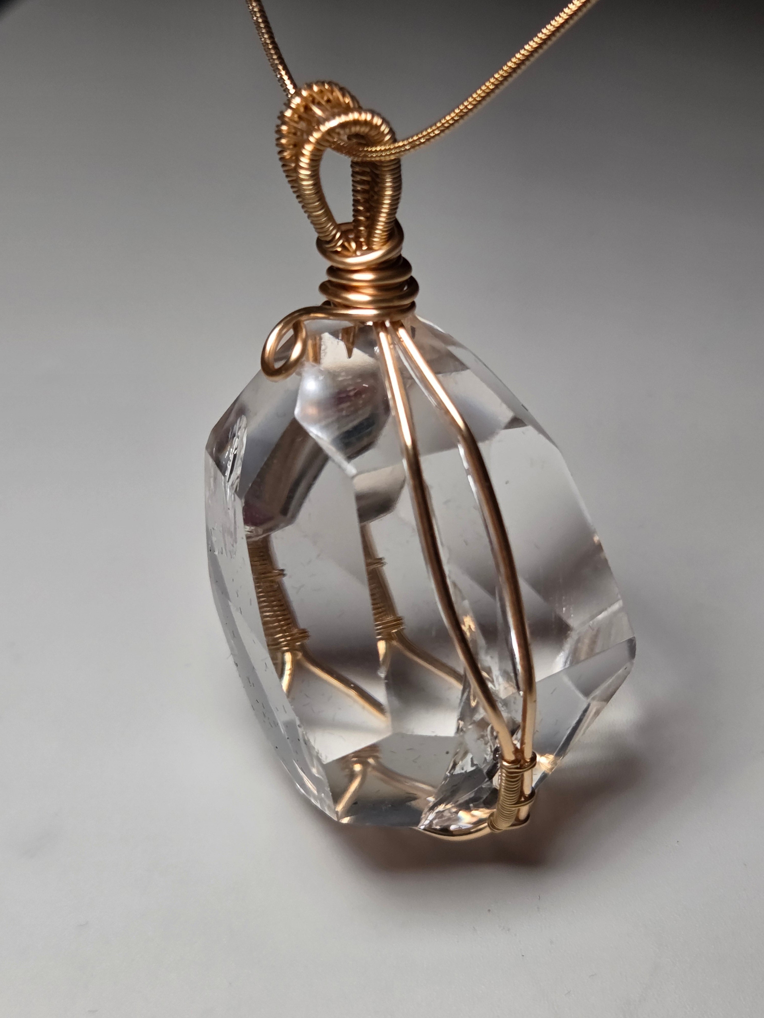 Grade AAA clear quartz crystal handmade necklace wire wrap