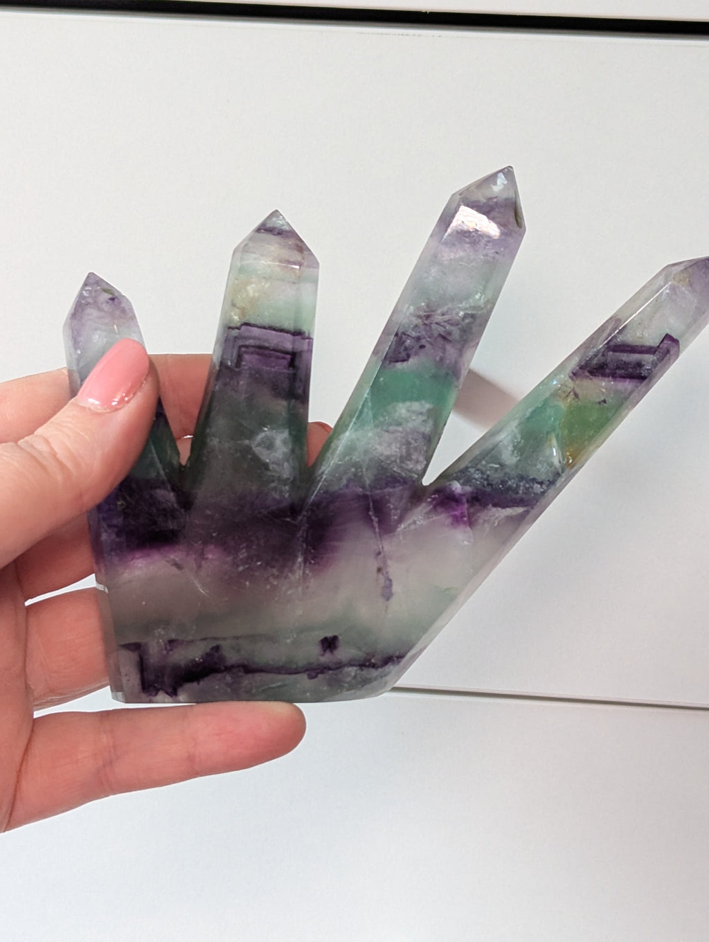 Beautiful four points Flourite crystal tower