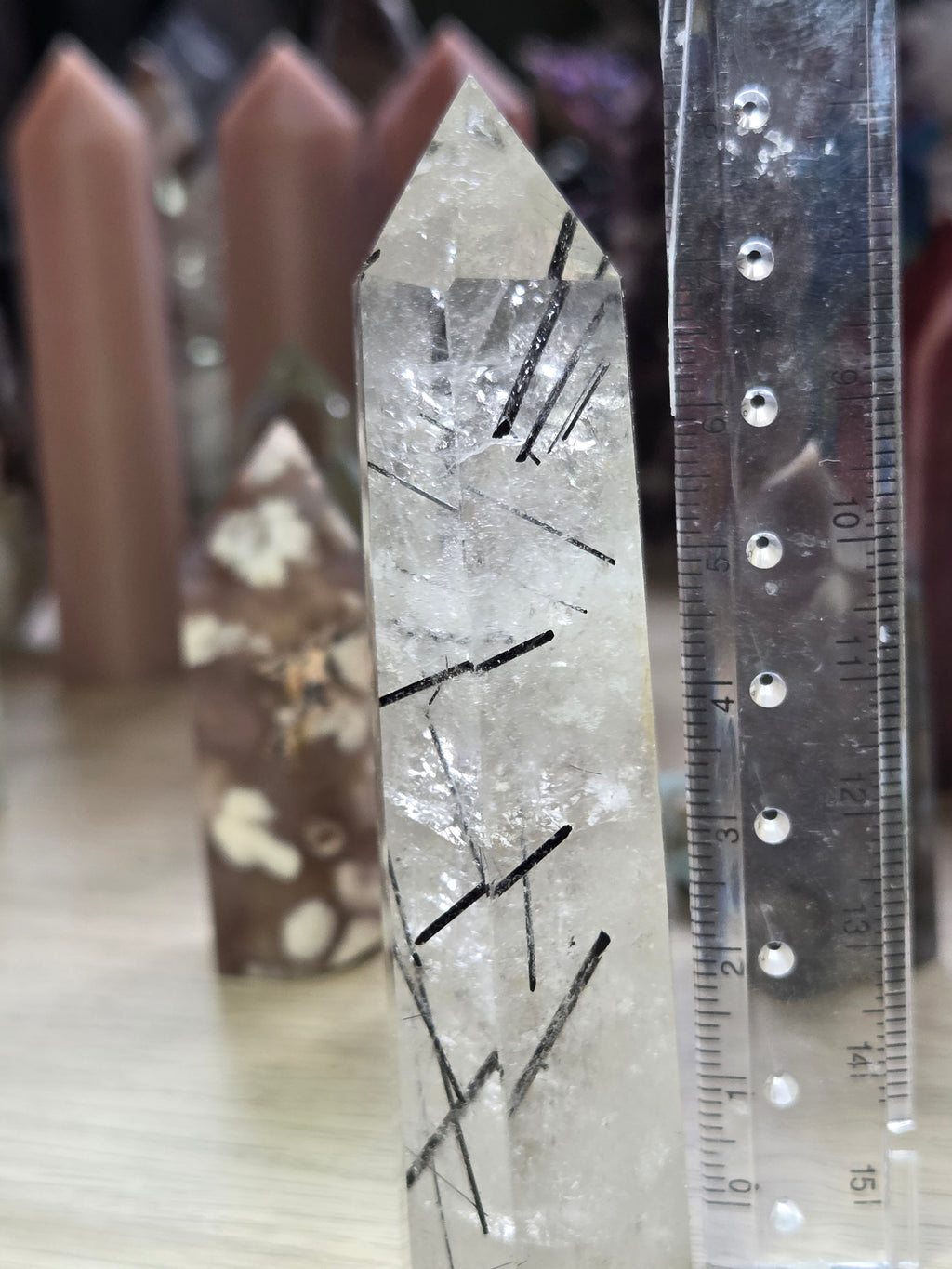 Grade A black Tourmaline rutile crystal tower