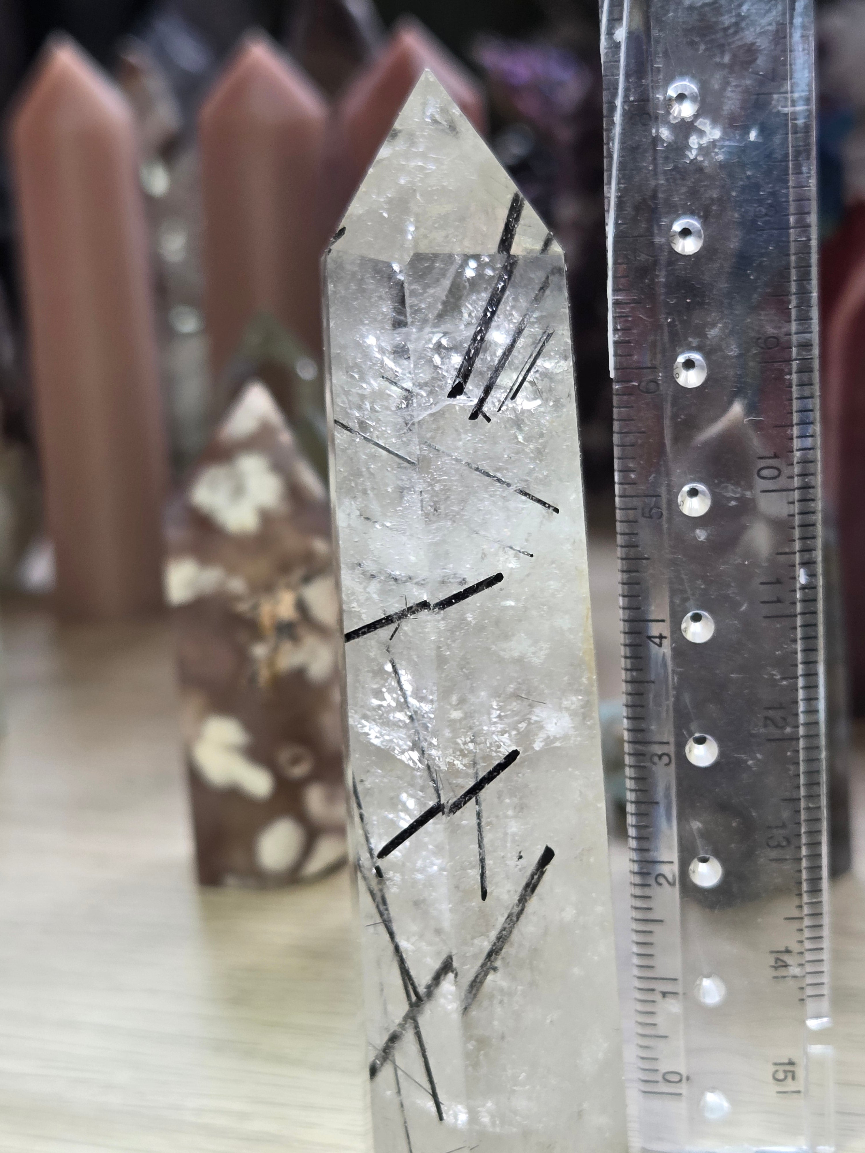 Grade A black Tourmaline rutile crystal tower