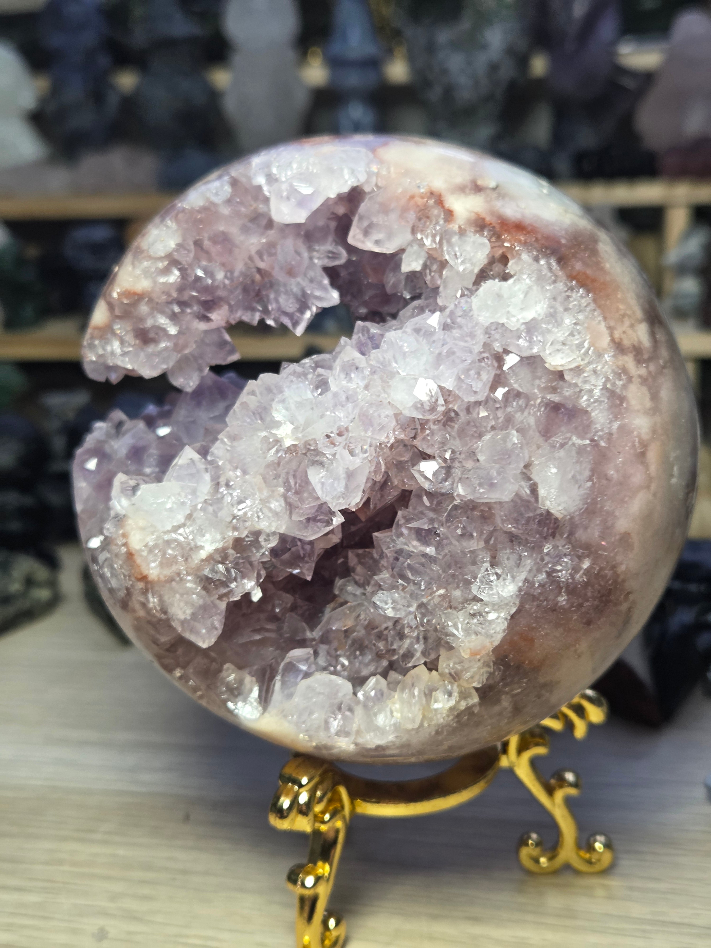 Pink amethyst crystal  sphere 10cm Grade AAAA  was £1250
