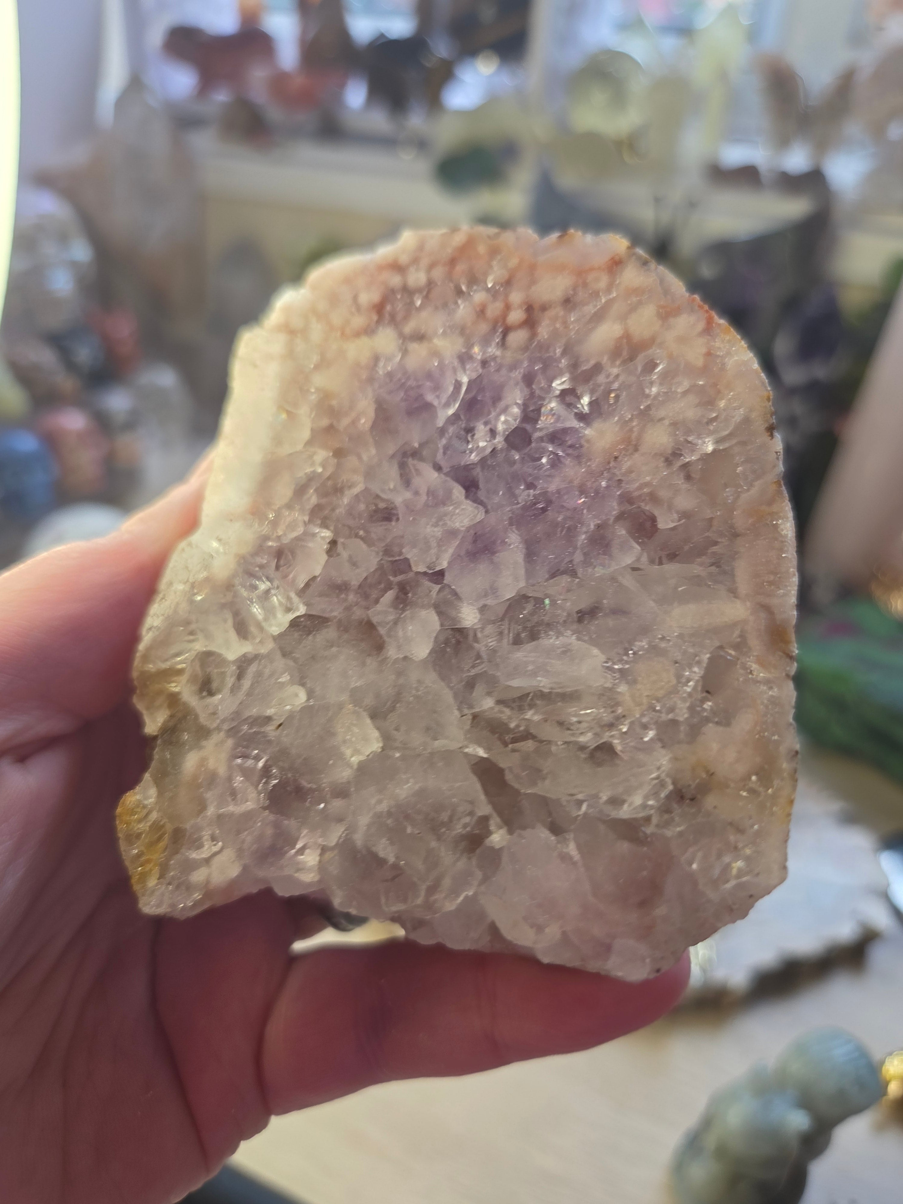 Pink amethyst crystal slice